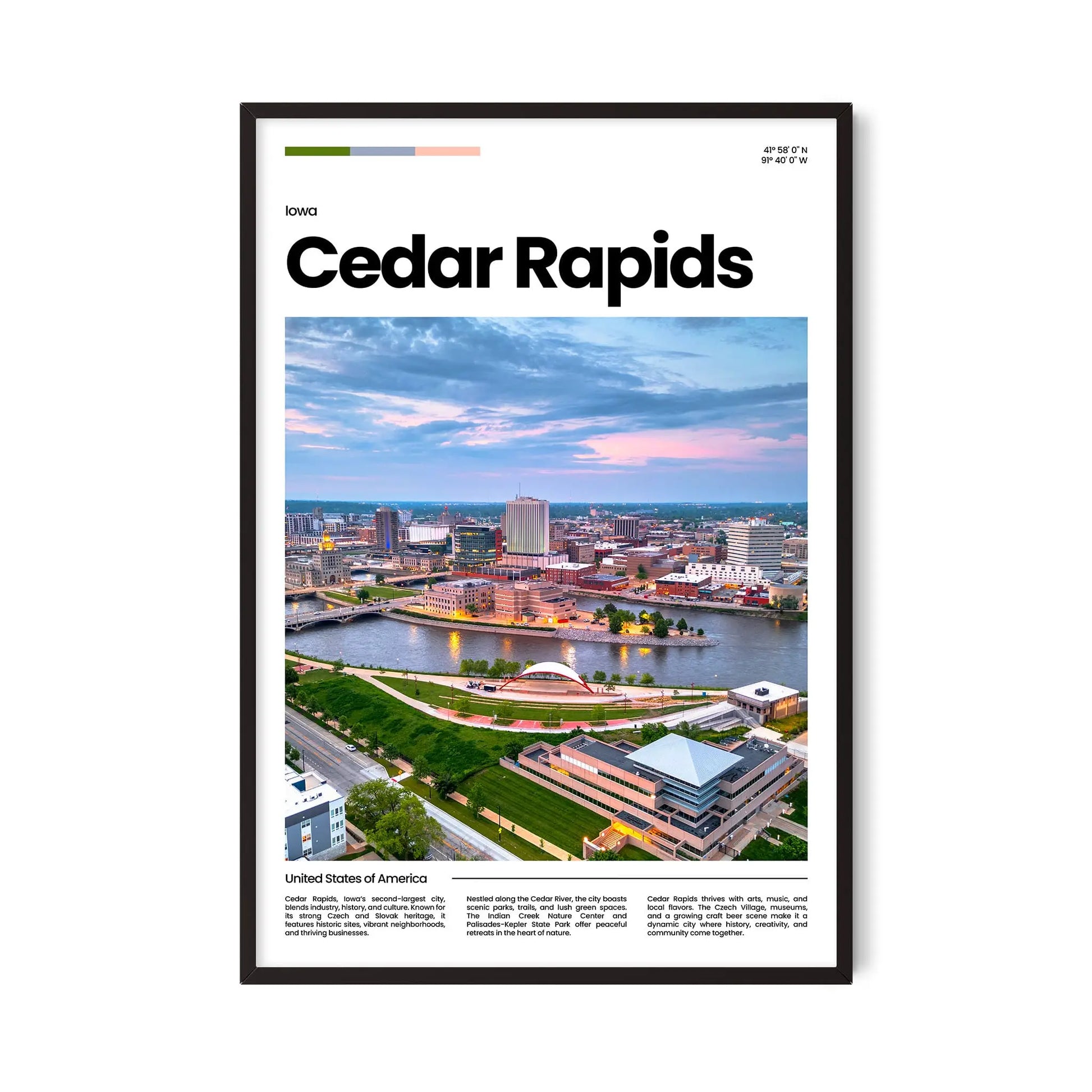 Cedar Rapids Poster – Vintage Wall Art Print