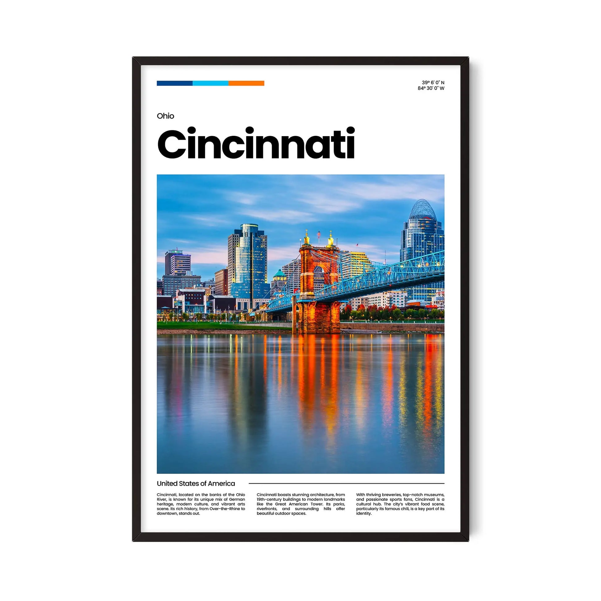 Cincinnati Poster – Vintage Wall Art Print