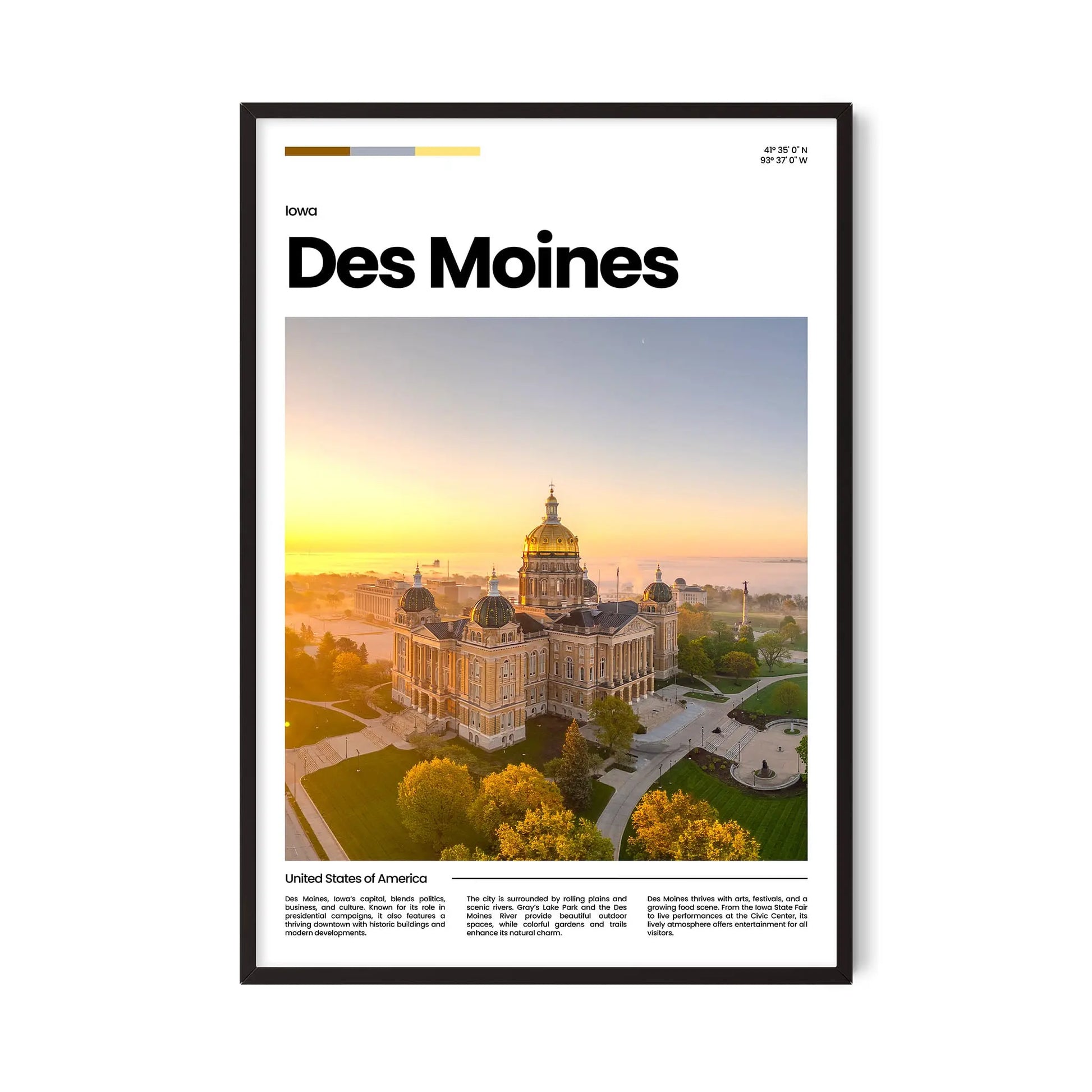 Des Moines Poster – Vintage Wall Art Print