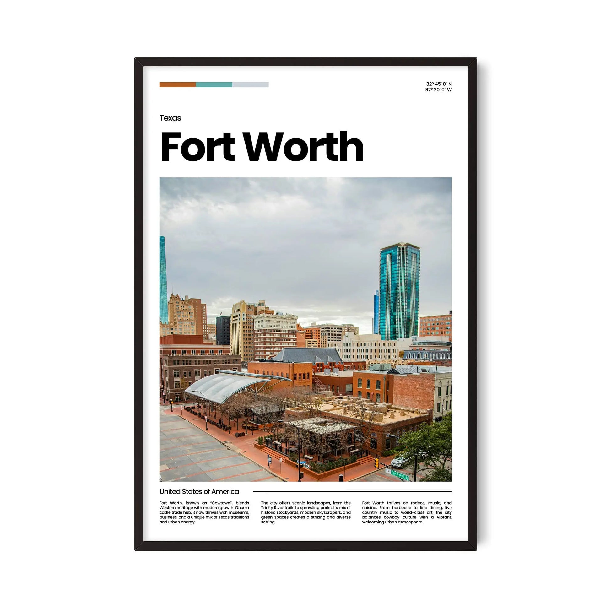 Fort Worth Poster – Vintage Wall Art Print