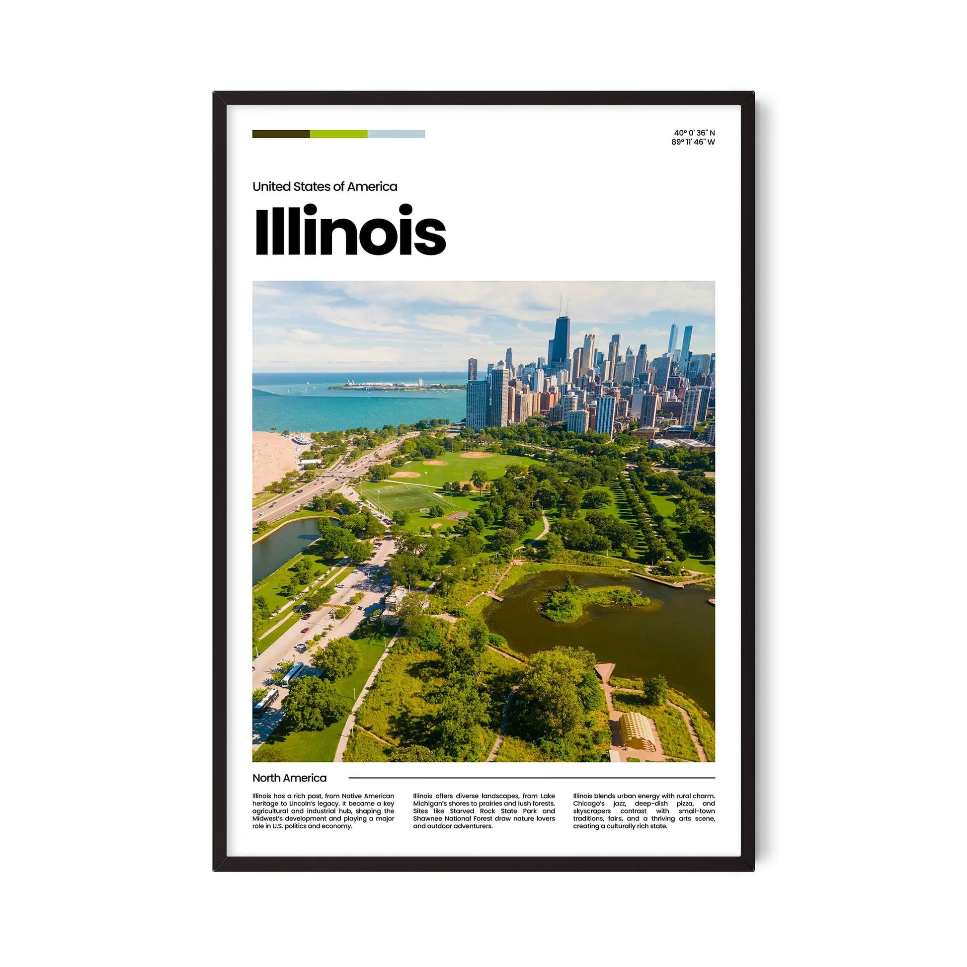 Illinois Poster – Vintage Wall Art Print