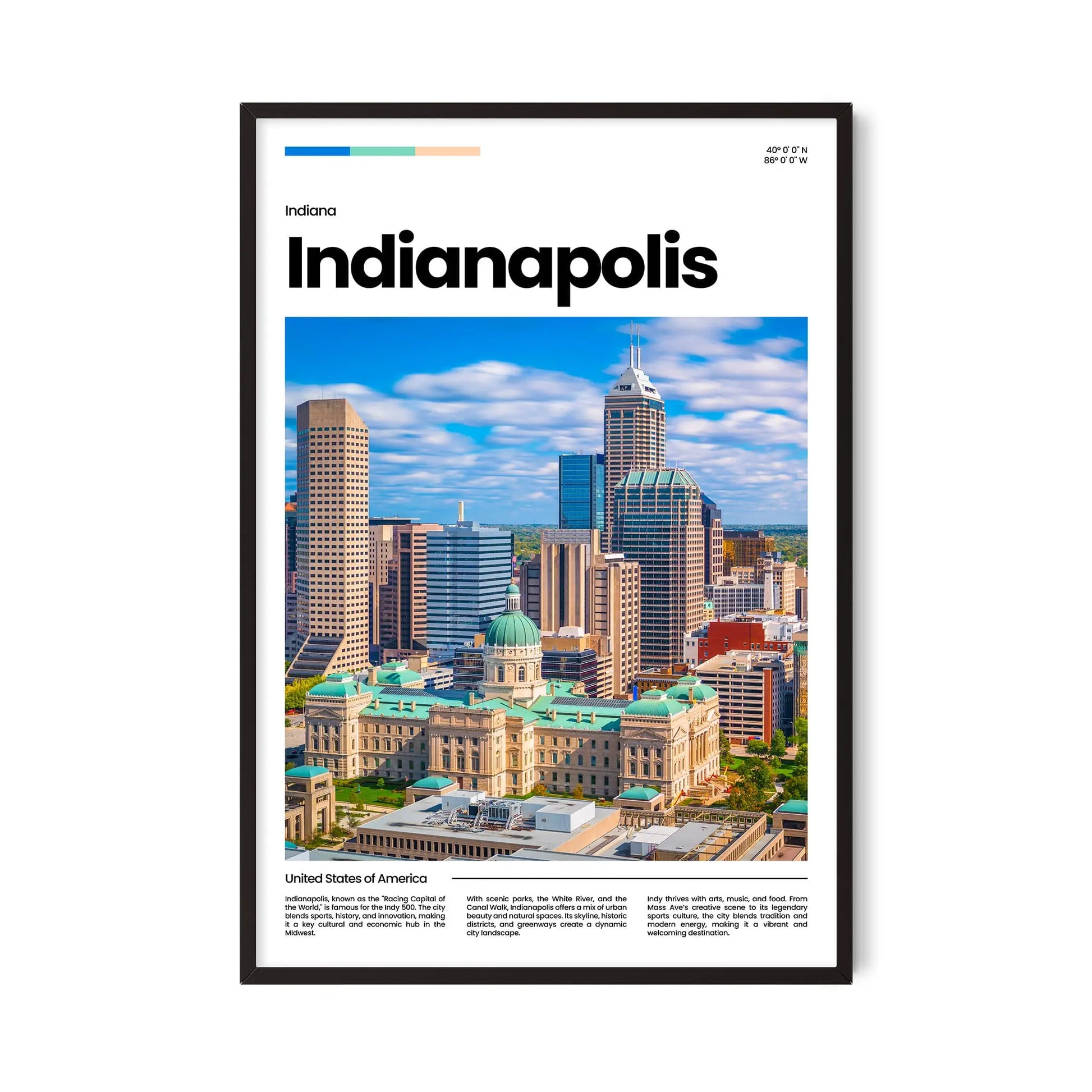 Indianapolis Poster – Vintage Wall Art Print