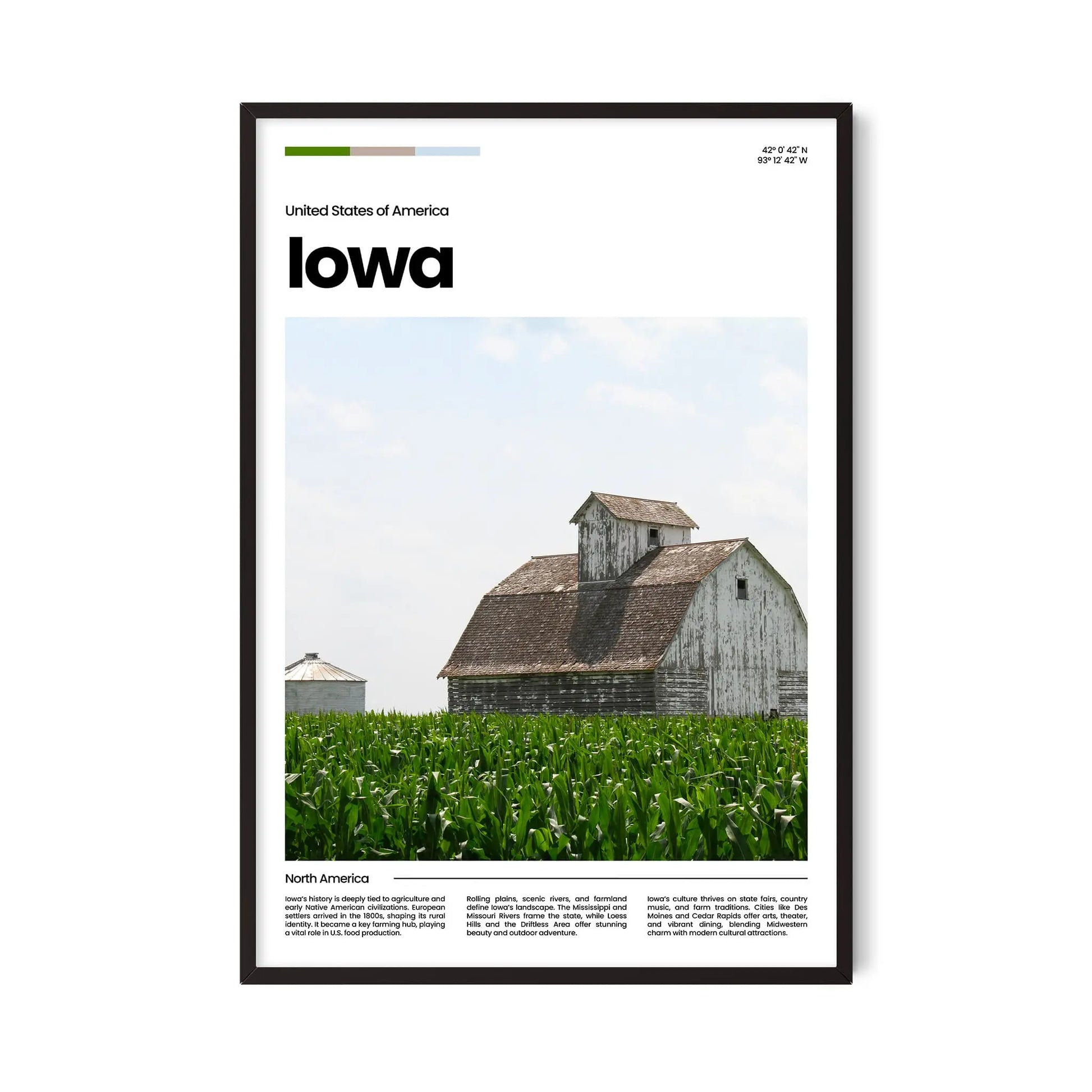 Iowa Poster – Vintage Wall Art Print