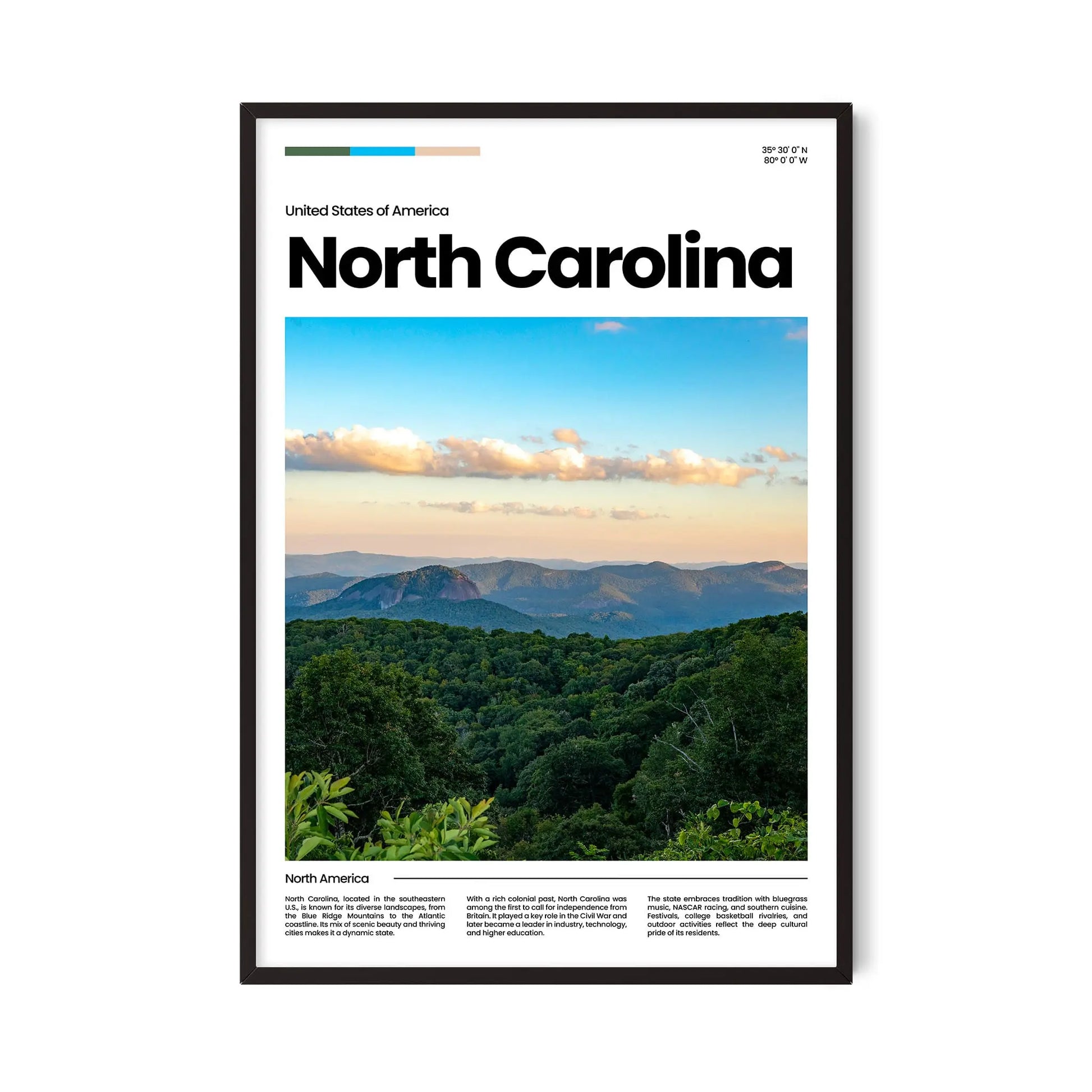 North Carolina Poster – Vintage Wall Art Print