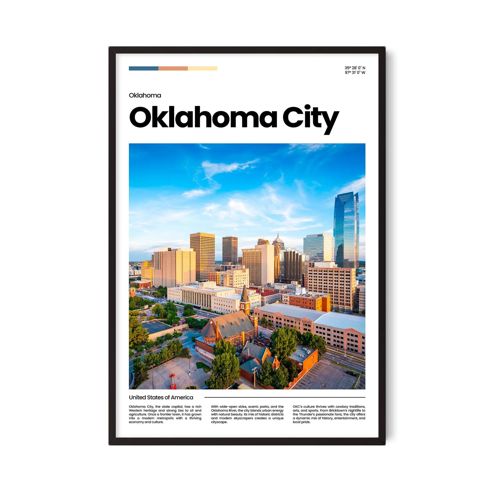 Oklahoma City Poster – Vintage Wall Art Print