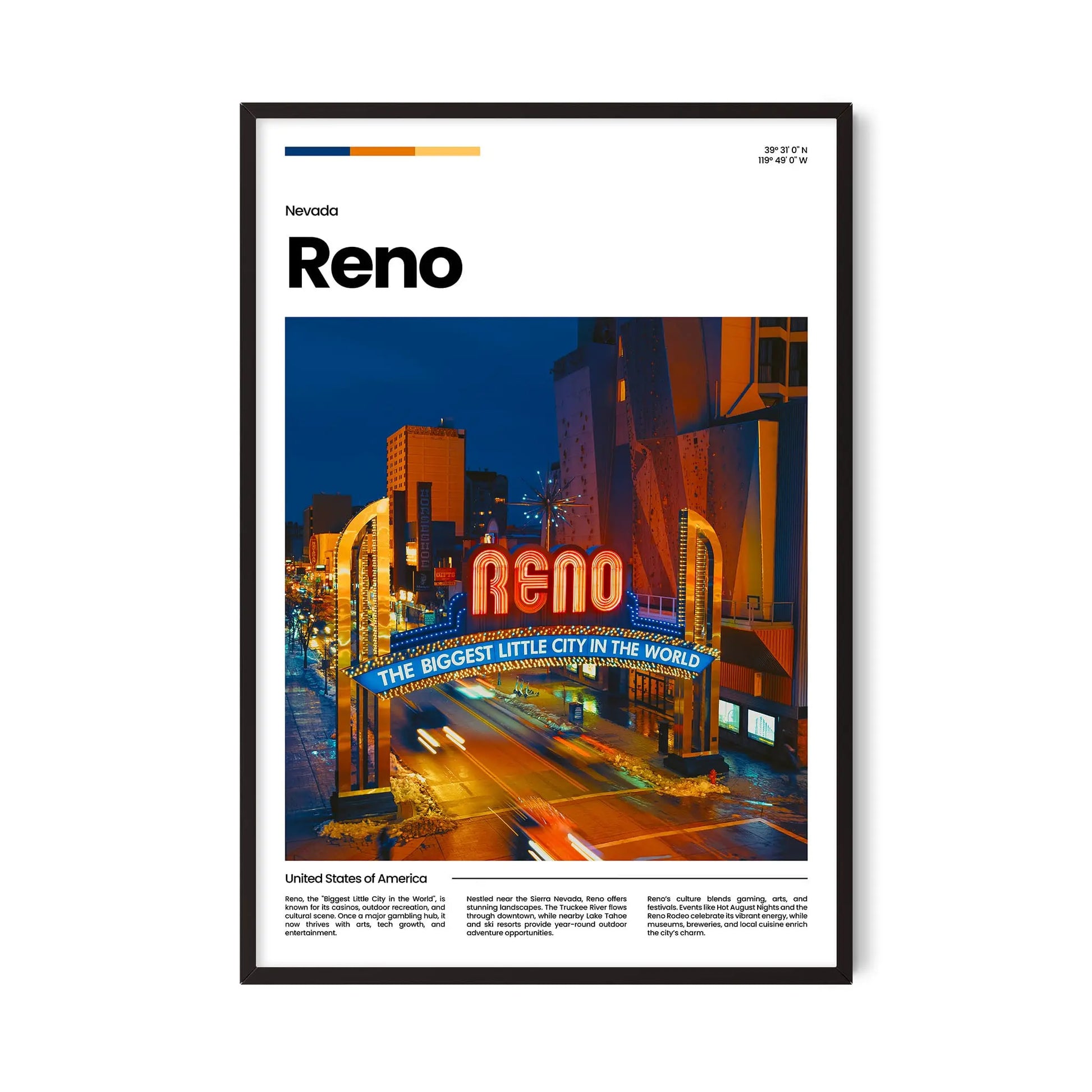 Reno Poster – Vintage Wall Art Print