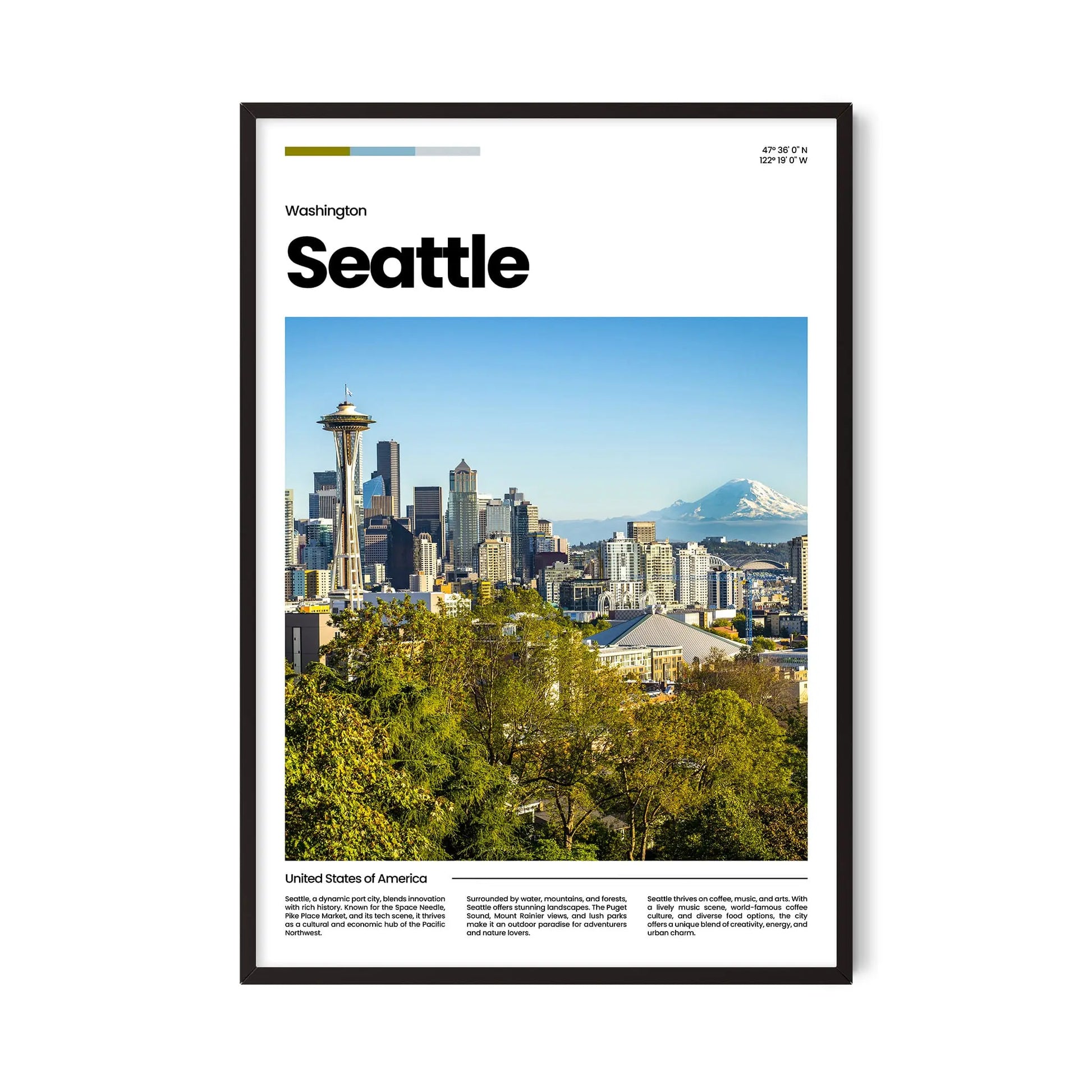 Seattle Poster – Vintage Wall Art Print