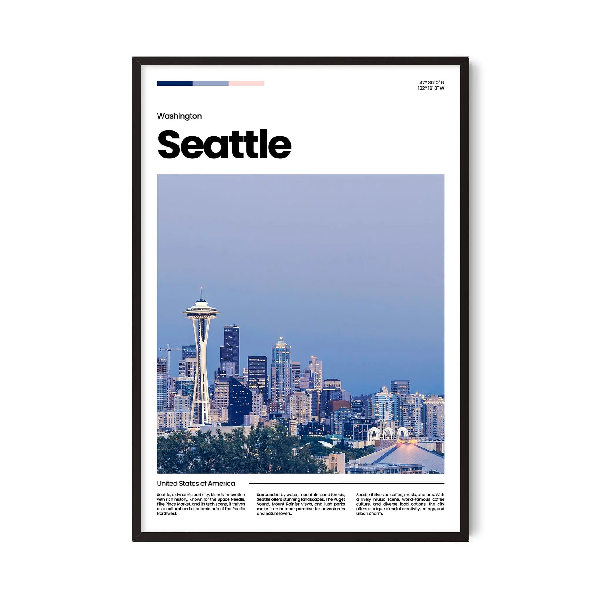 Seattle Poster – Vintage Wall Art Print