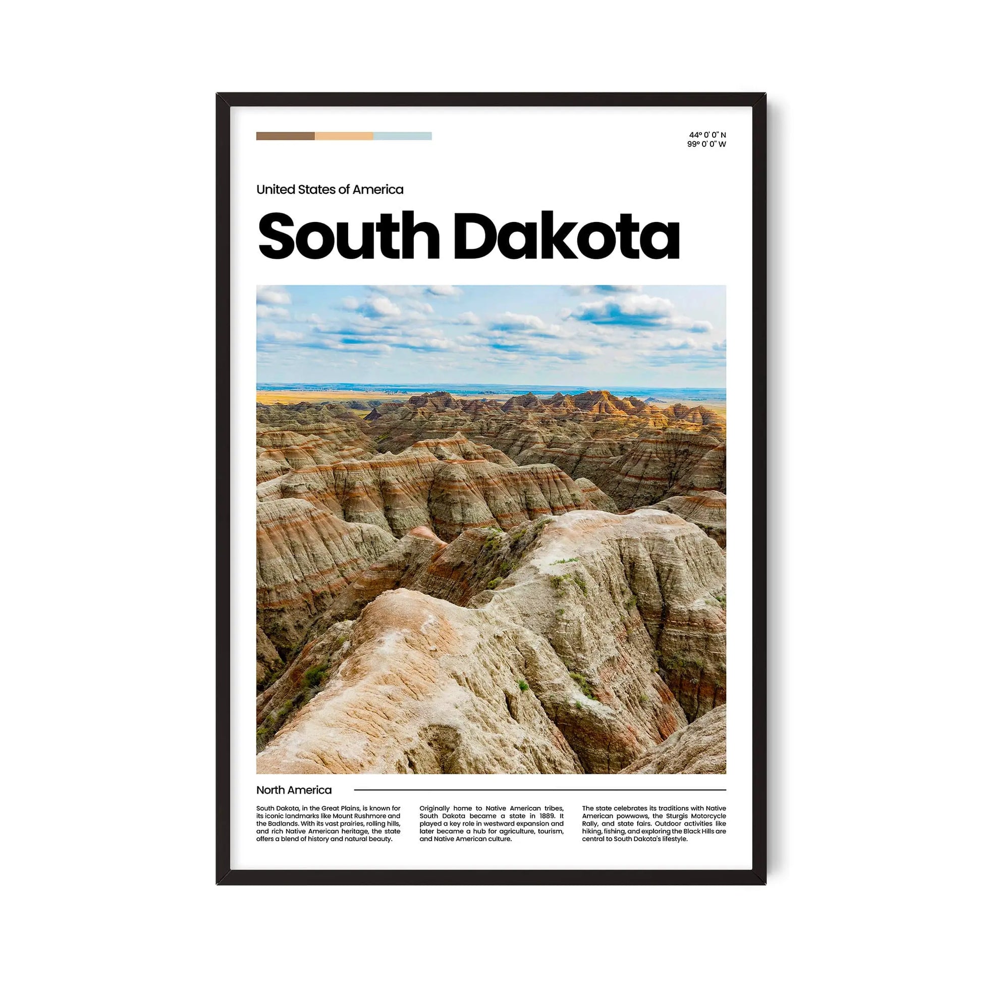 South Dakota Poster – Vintage Wall Art Print