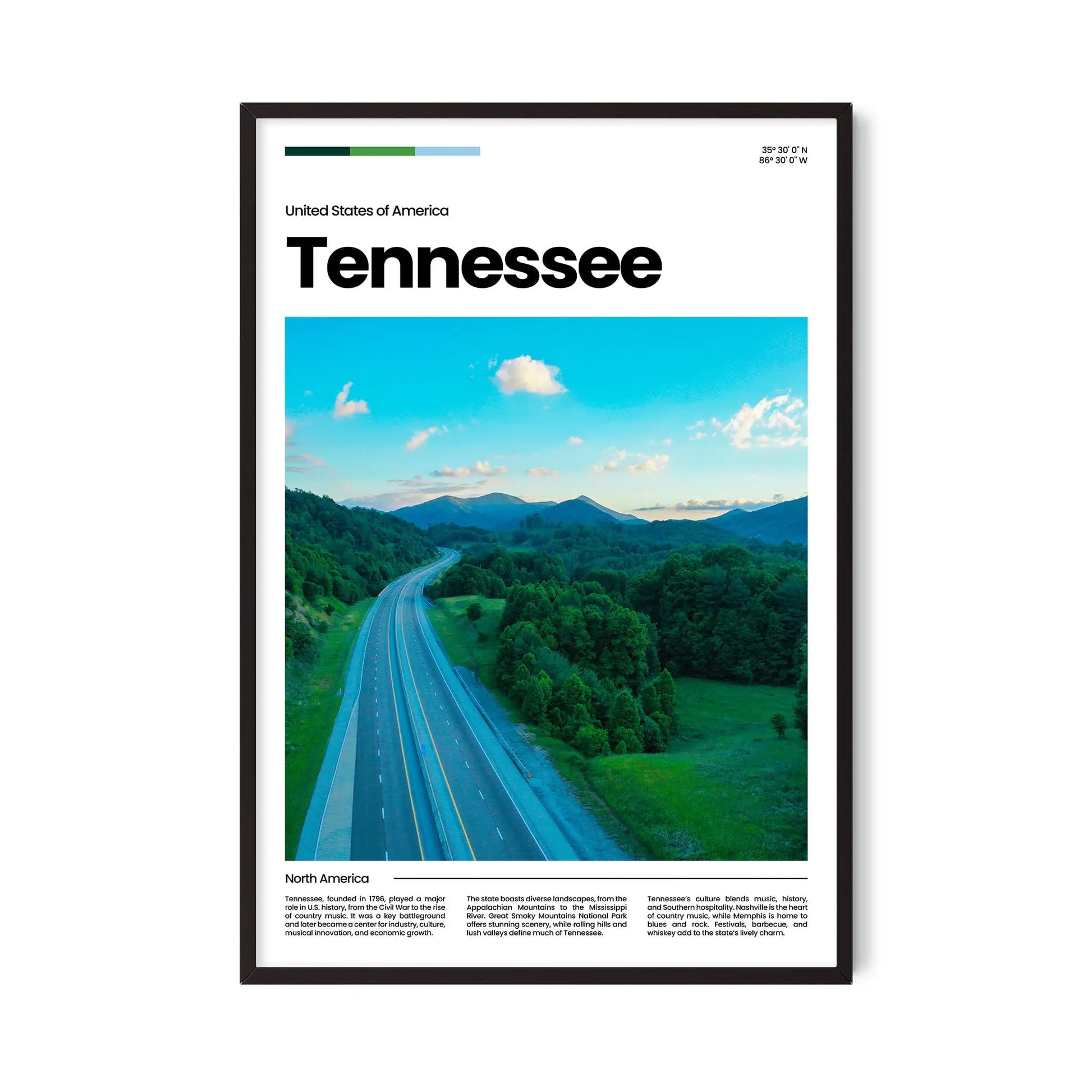 Tennessee Poster – Vintage Wall Art Print