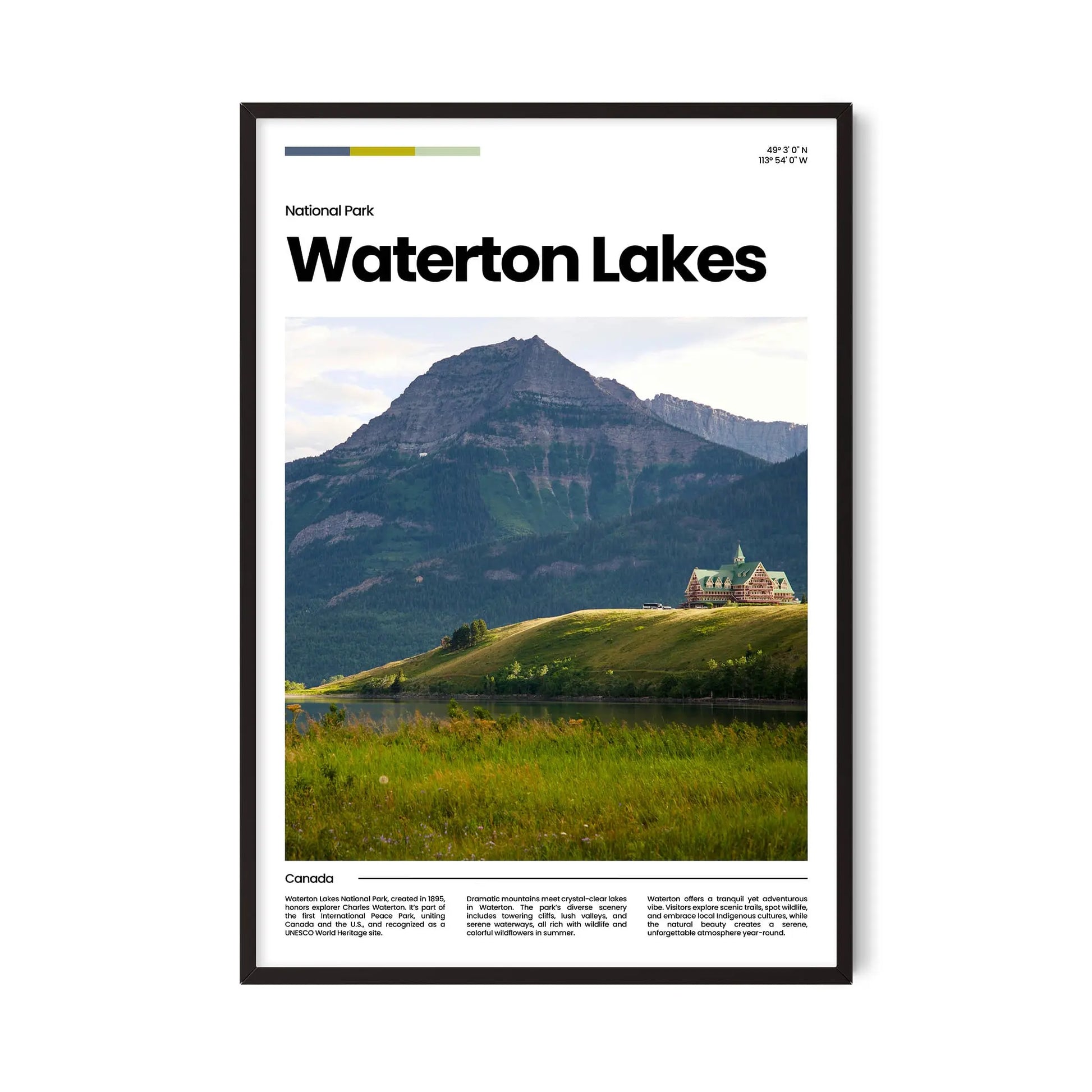 Waterton Lakes Poster – Vintage Wall Art Print
