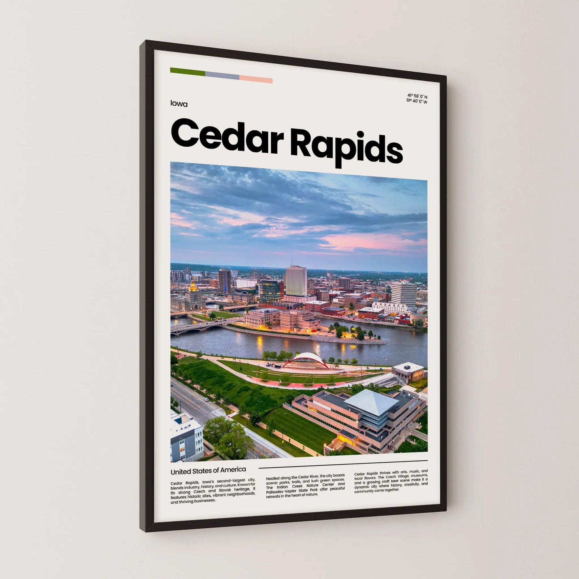 Cedar Rapids Poster – Vintage Wall Art Print