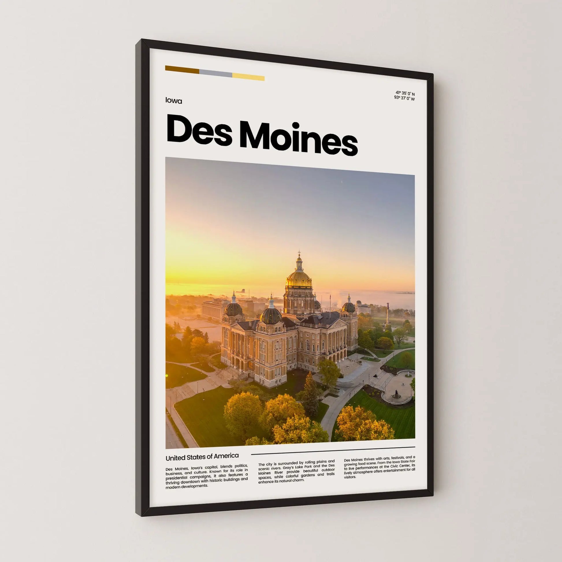 Des Moines Poster – Vintage Wall Art Print