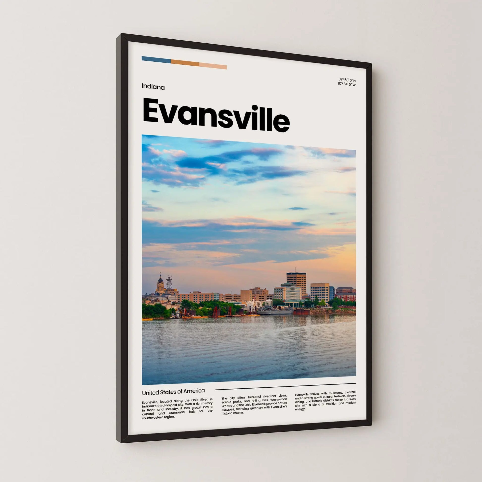 Evansville Poster – Vintage Wall Art Print