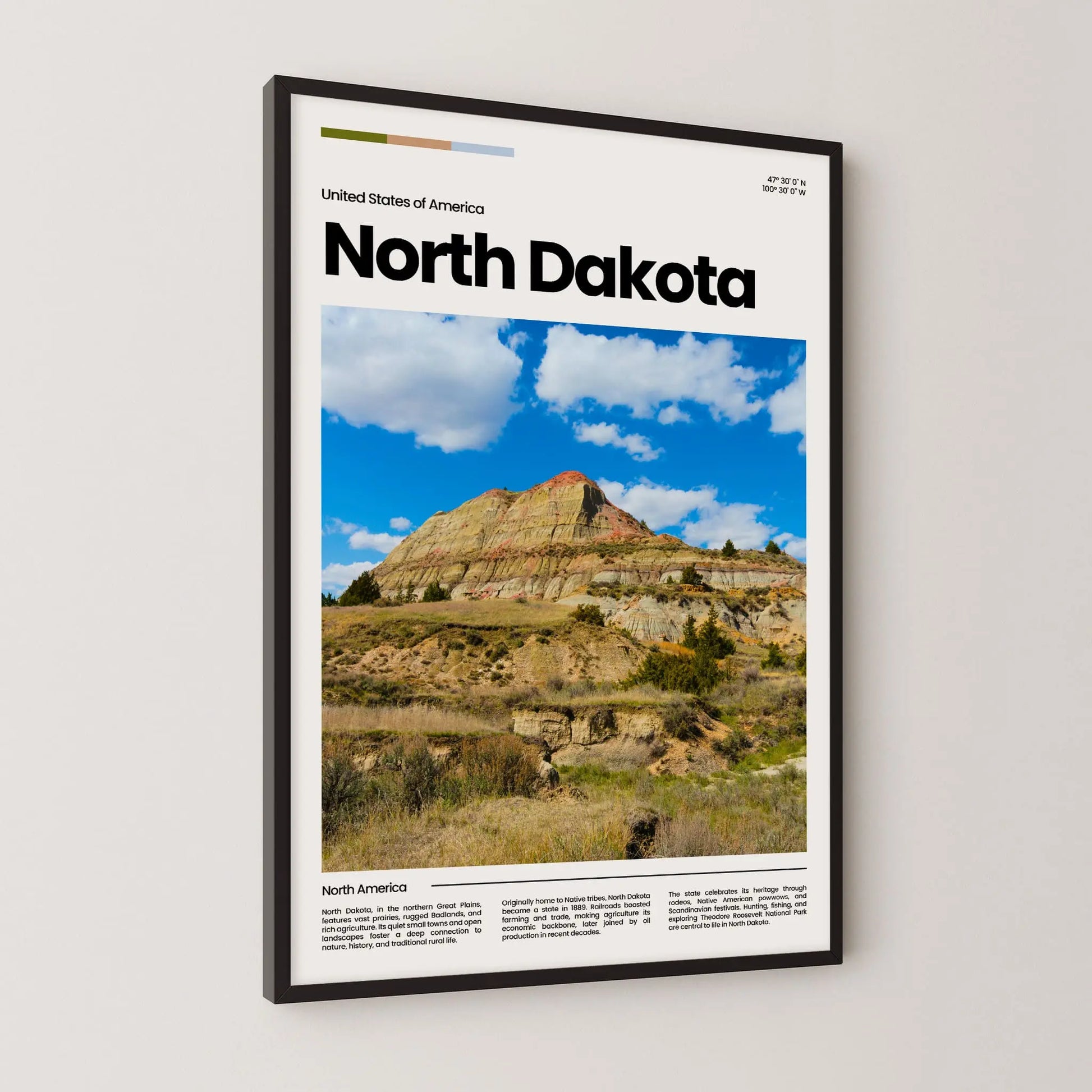 North Dakota Poster – Vintage Wall Art Print