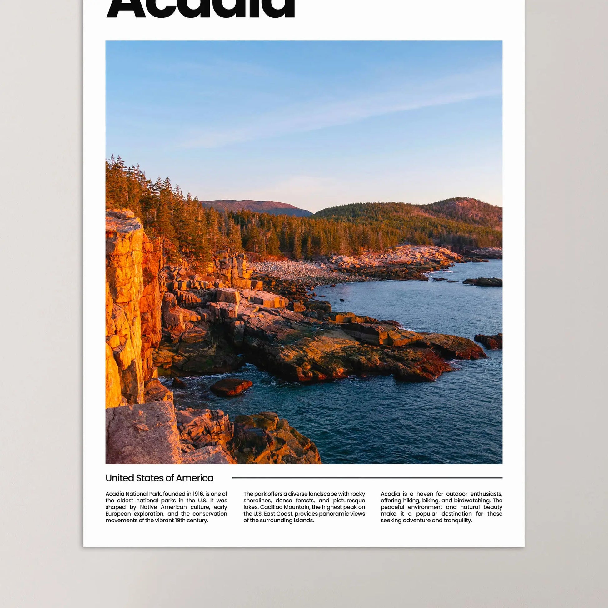 Acadia Poster – Vintage Wall Art Print