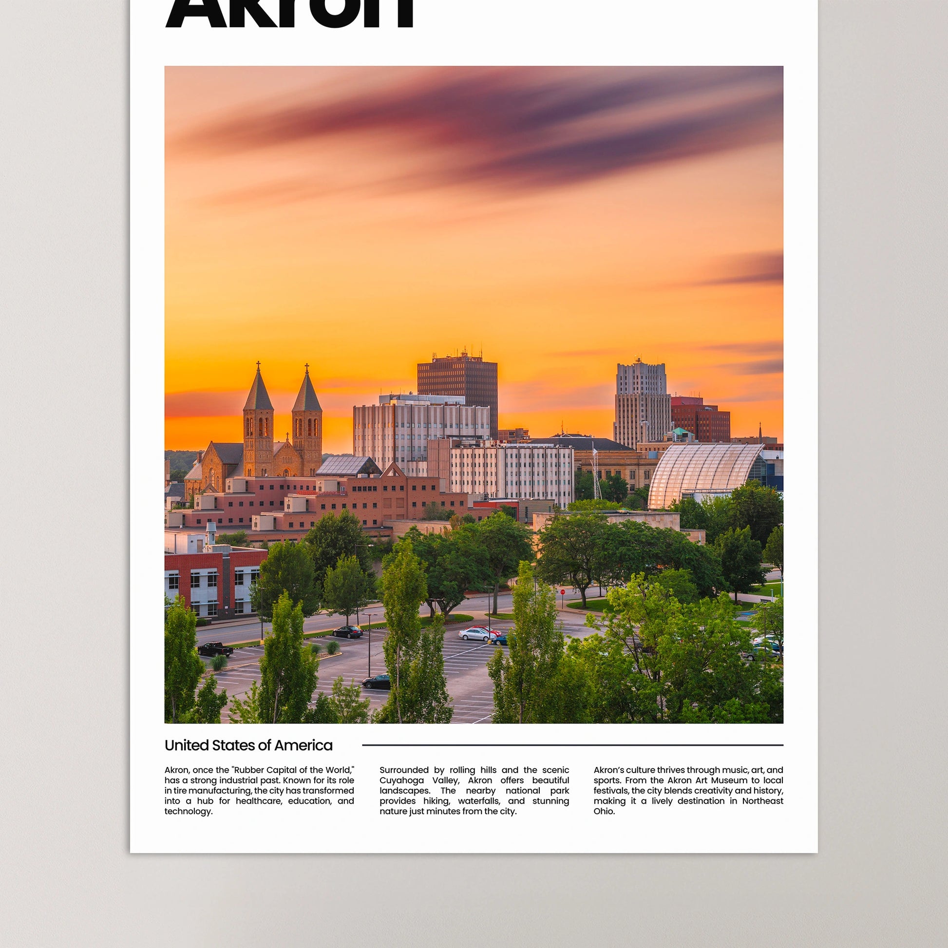Akron Poster – Vintage Wall Art Print