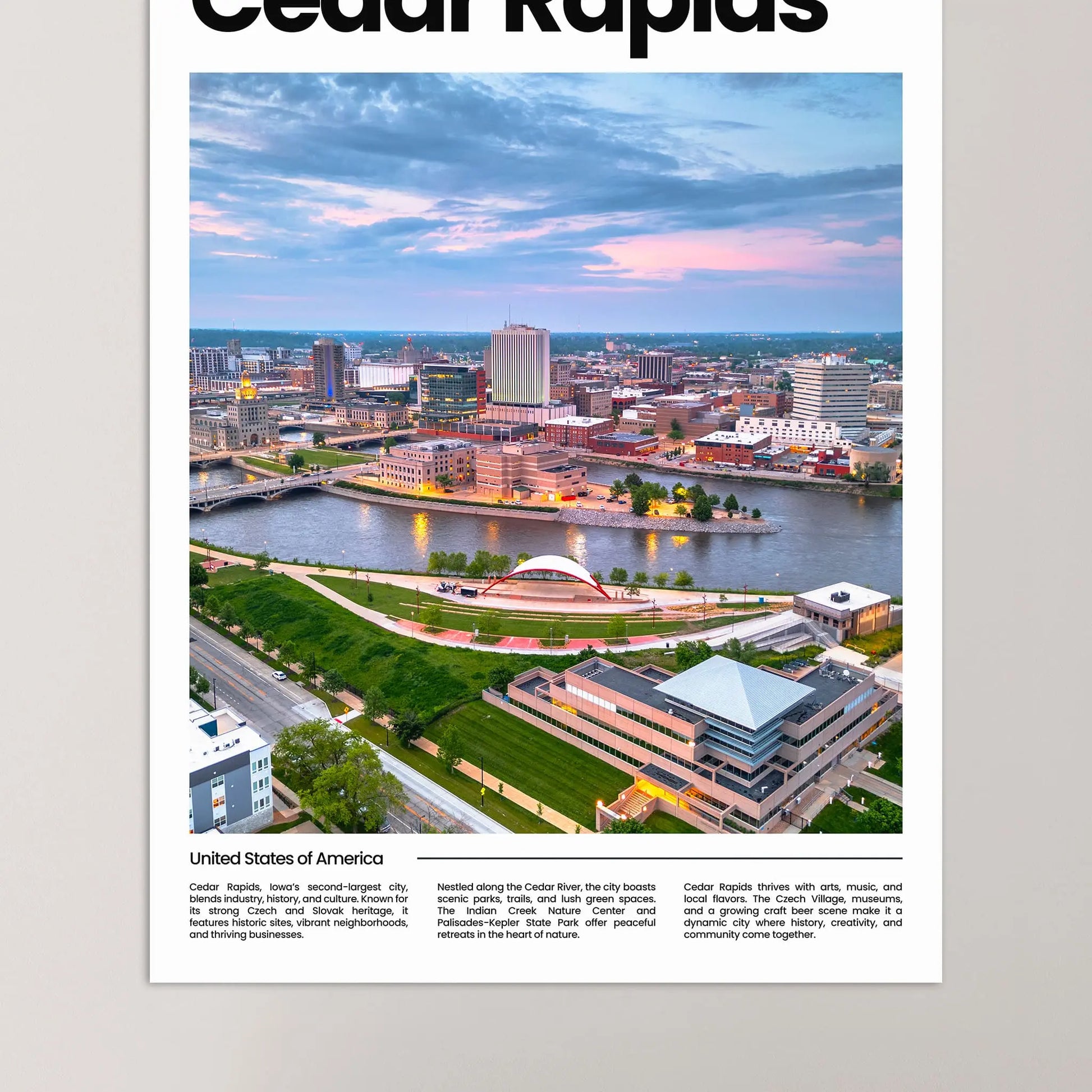 Cedar Rapids Poster – Vintage Wall Art Print