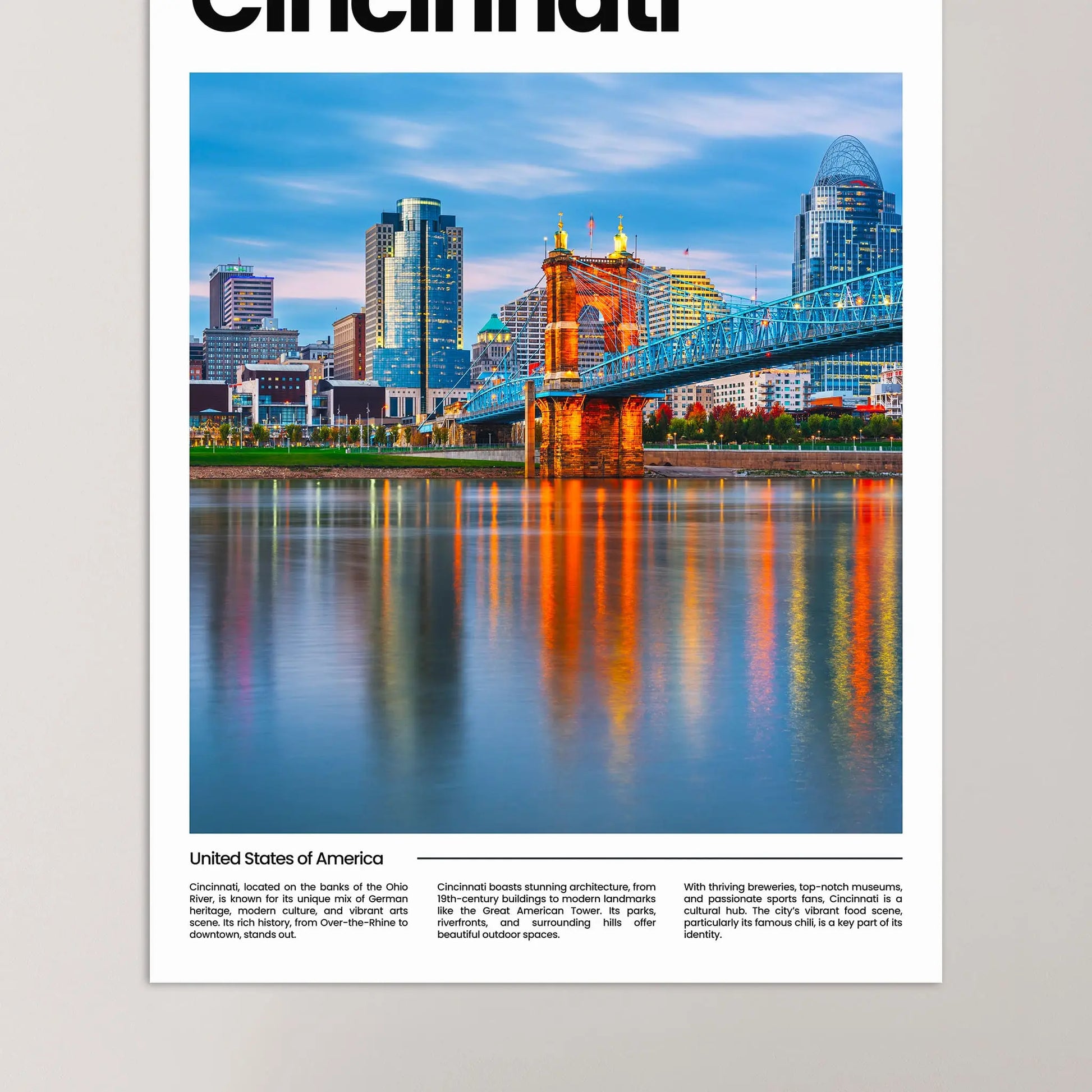 Cincinnati Poster – Vintage Wall Art Print