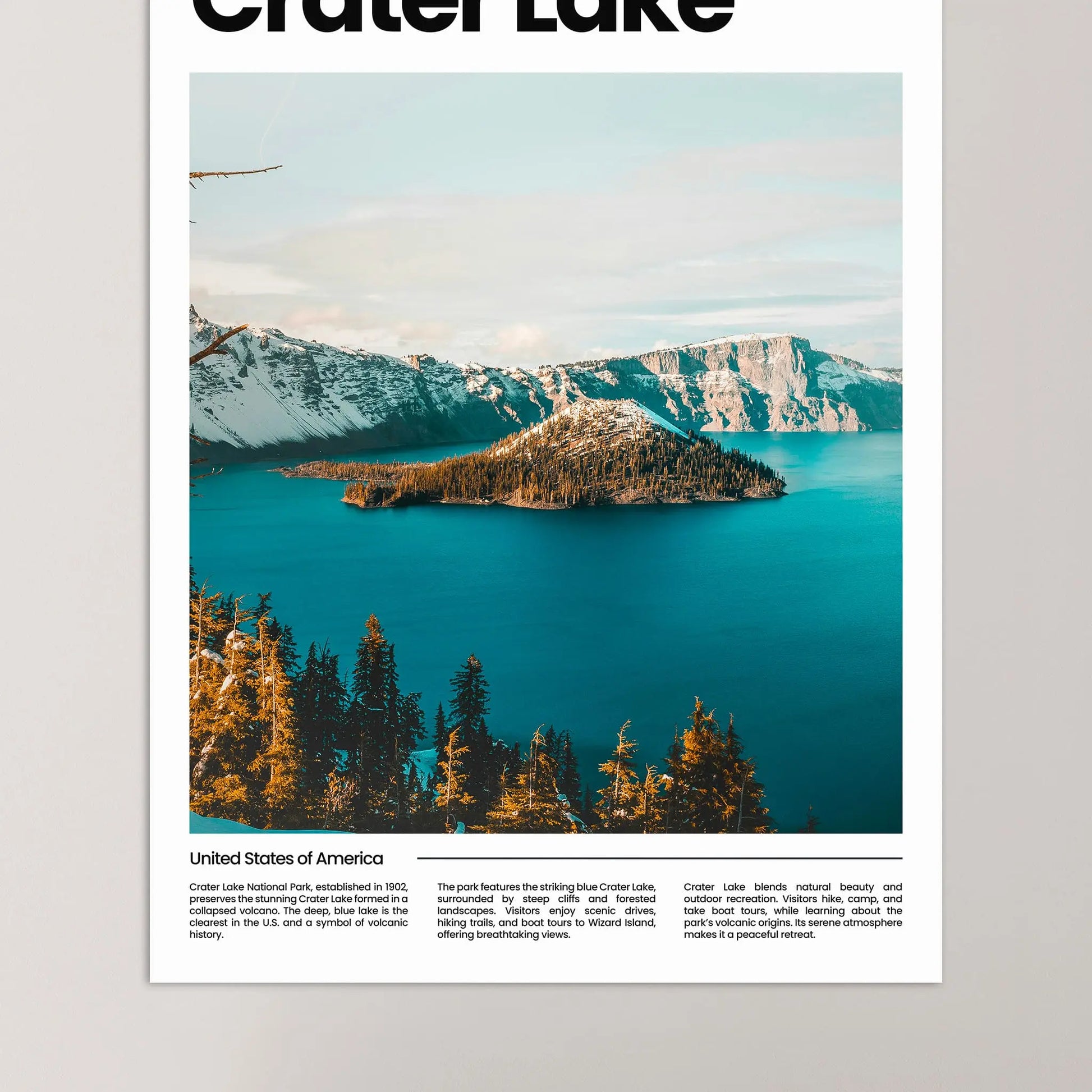 Crater Lake Poster – Vintage Wall Art Print