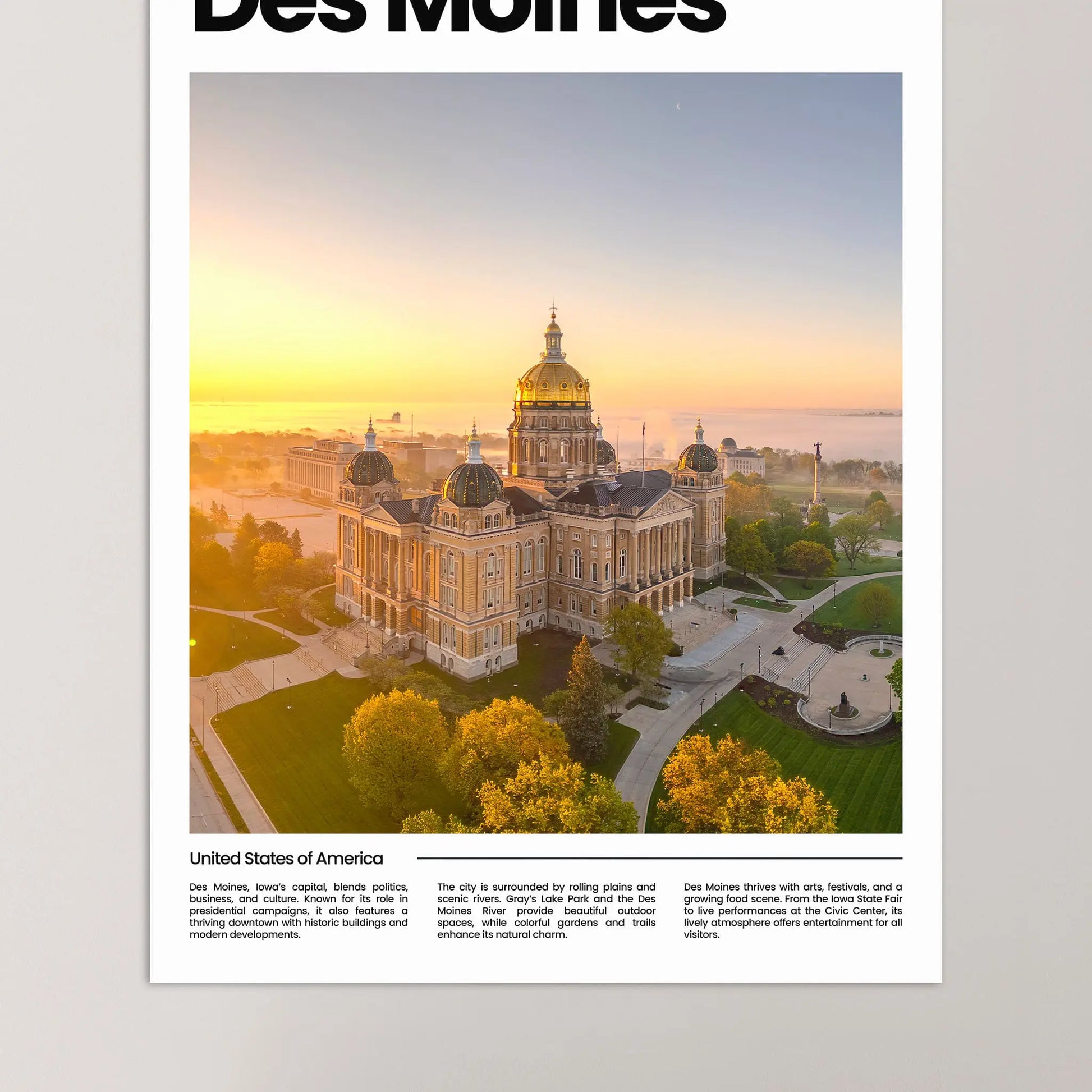 Des Moines Poster – Vintage Wall Art Print