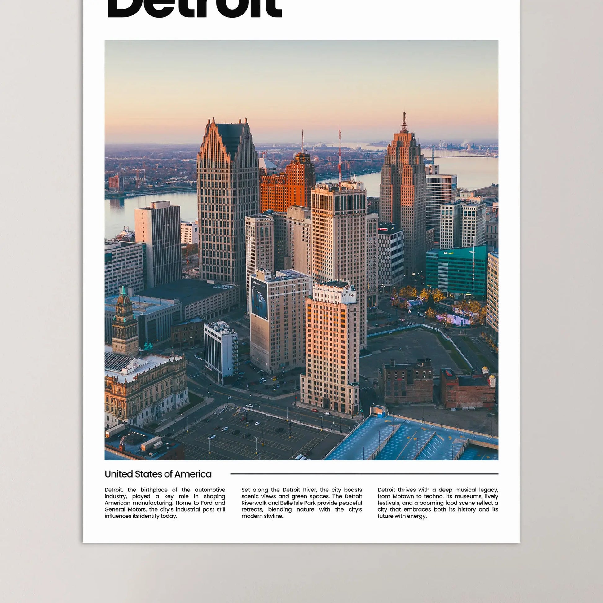 Detroit Poster – Vintage Wall Art Print