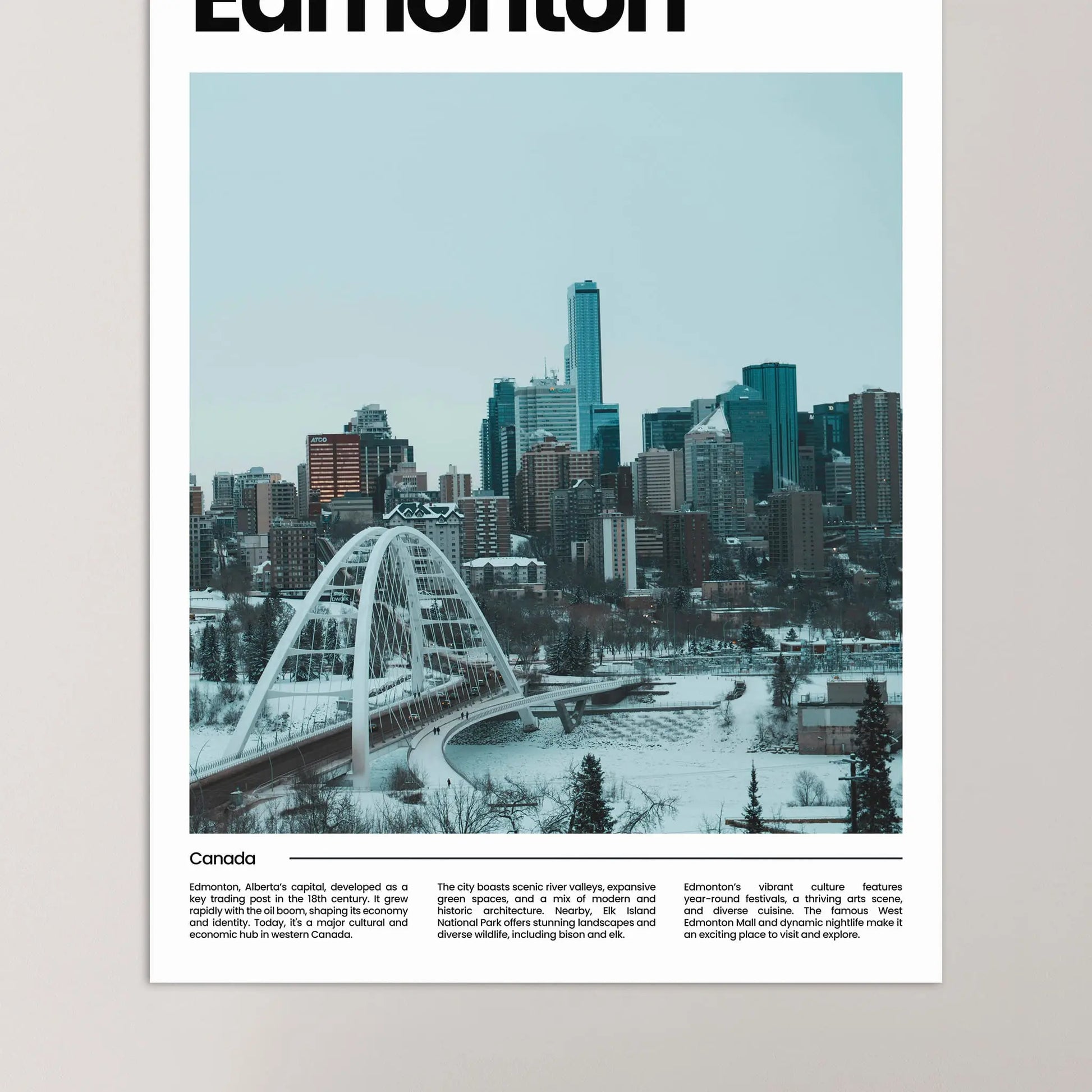 Edmonton Poster – Vintage Wall Art Print