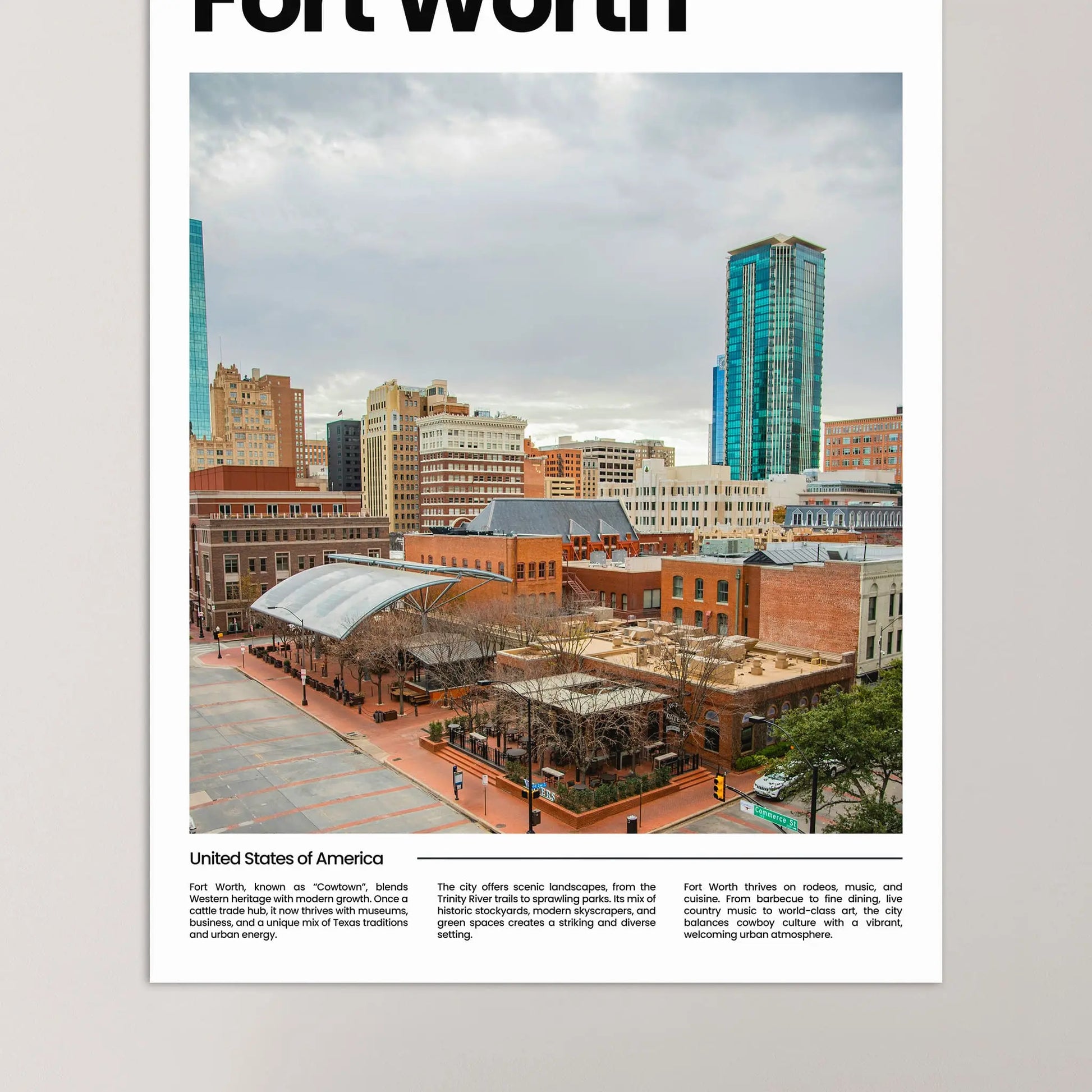 Fort Worth Poster – Vintage Wall Art Print