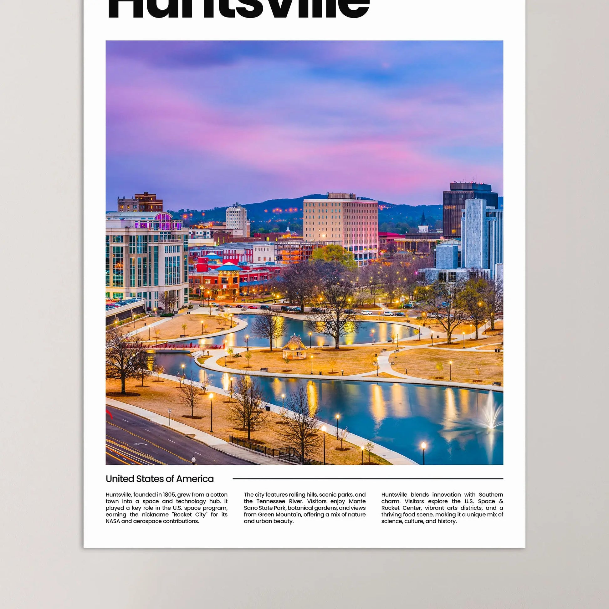 Huntsville Poster – Vintage Wall Art Print