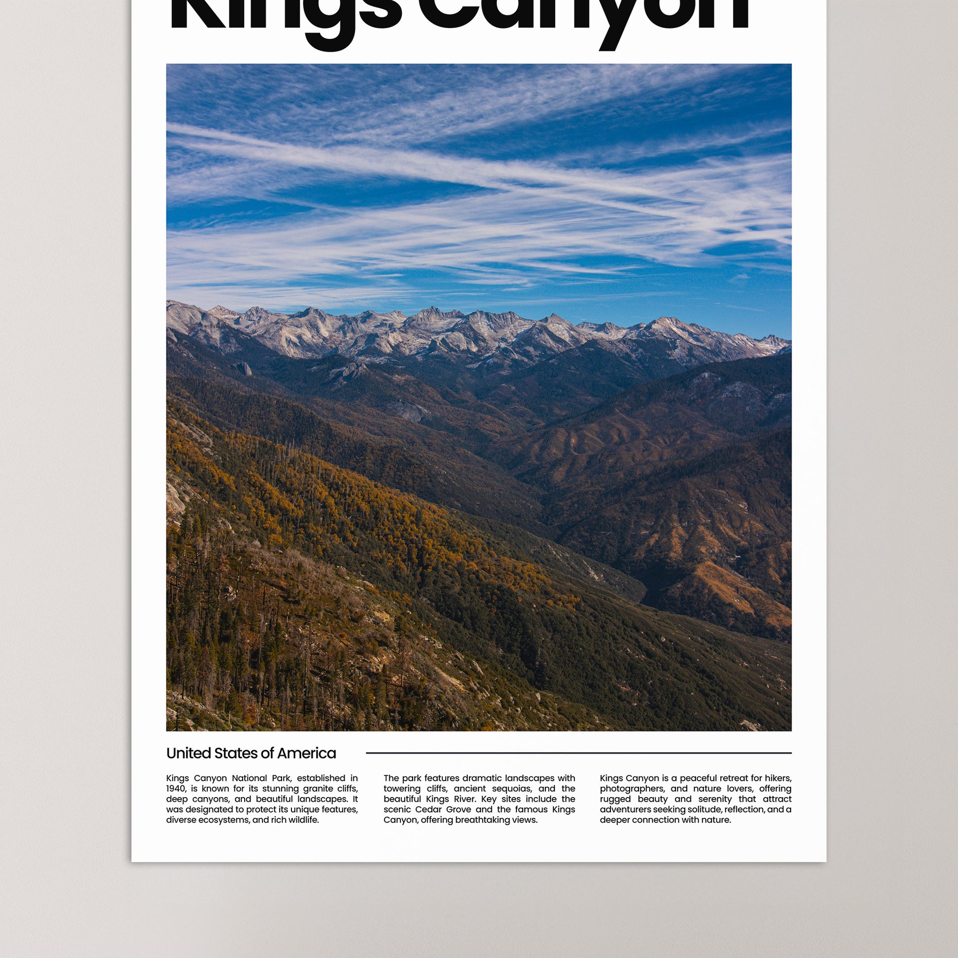 Kings Canyon Poster – Vintage Wall Art Print