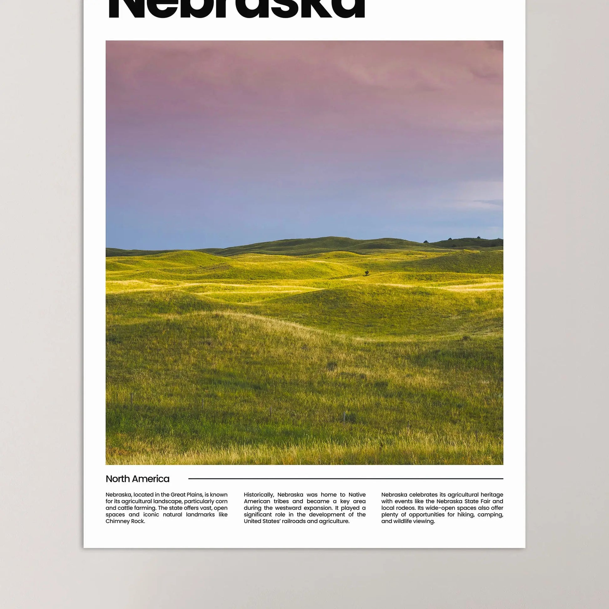 Nebraska Poster – Vintage Wall Art Print