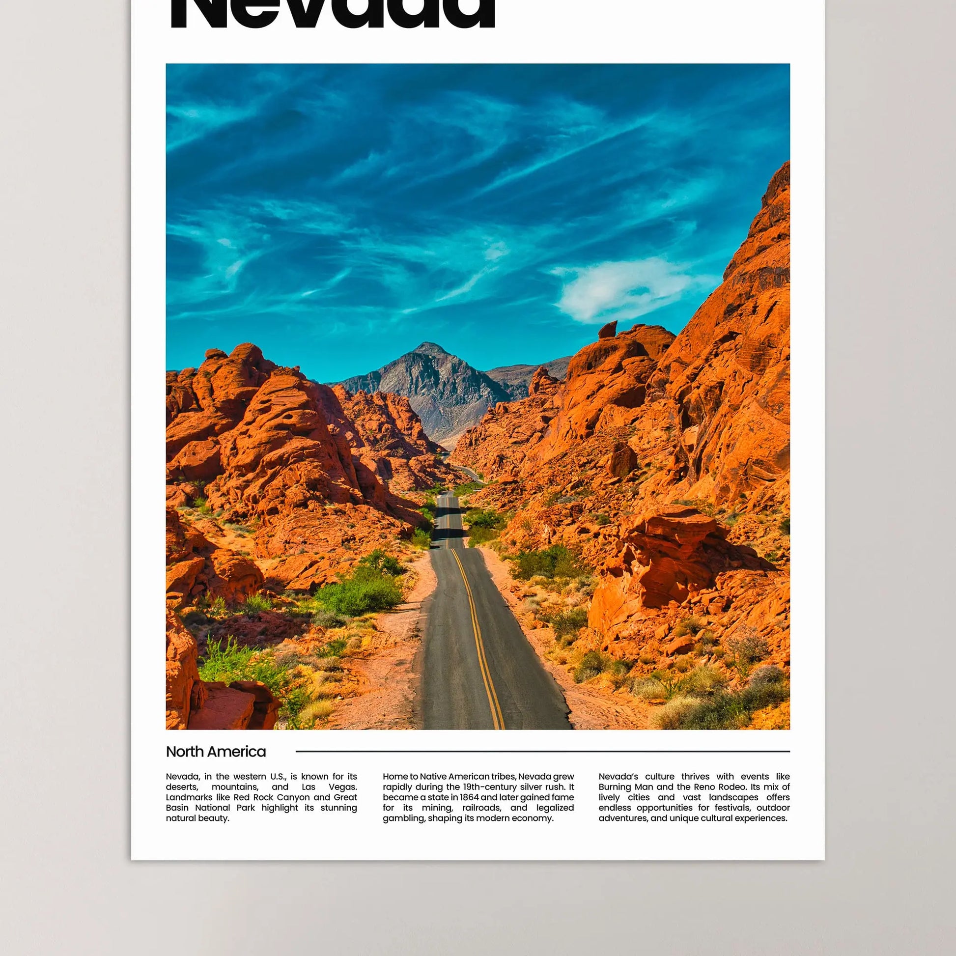 Nevada Poster – Vintage Wall Art Print