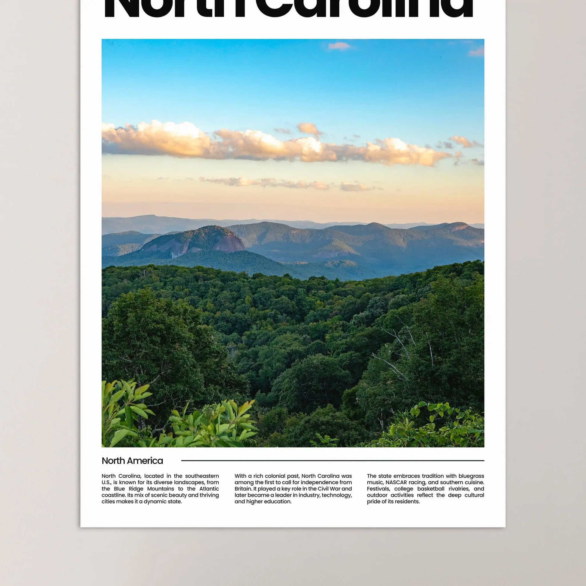 North Carolina Poster – Vintage Wall Art Print