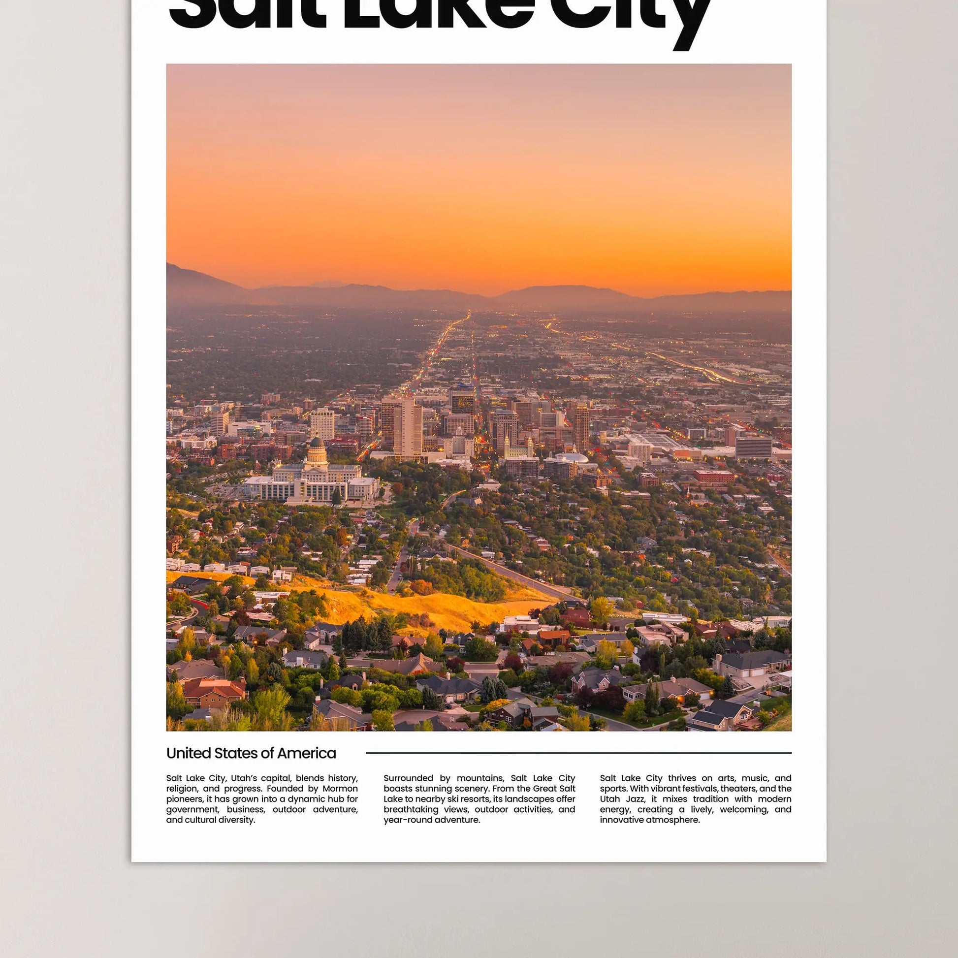 Salt Lake City Poster – Vintage Wall Art Print
