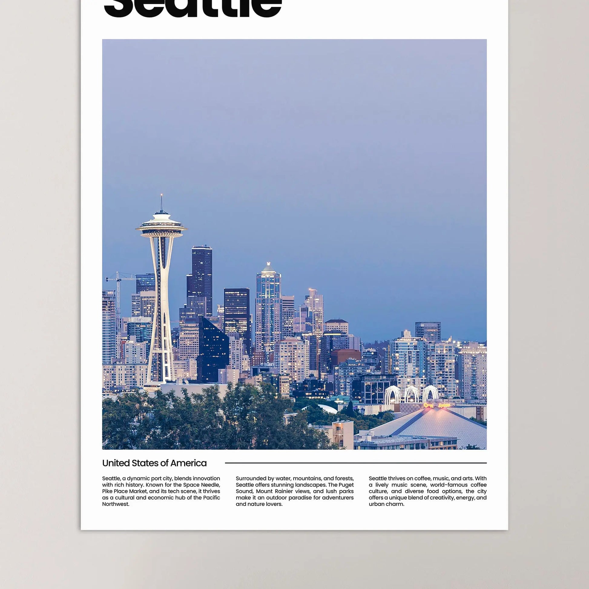 Seattle Poster – Vintage Wall Art Print