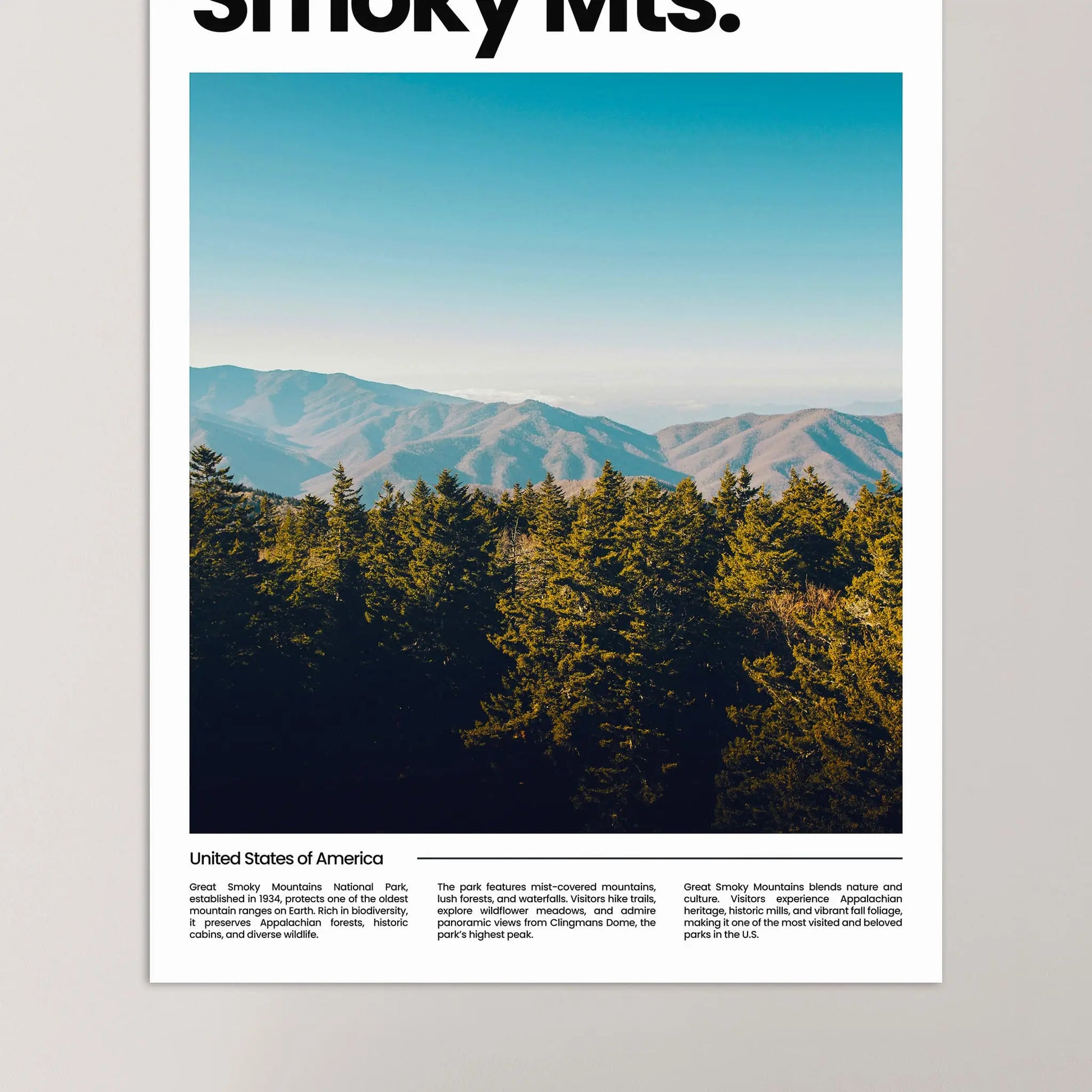 Smoky Mountains Poster – Vintage Wall Art Print