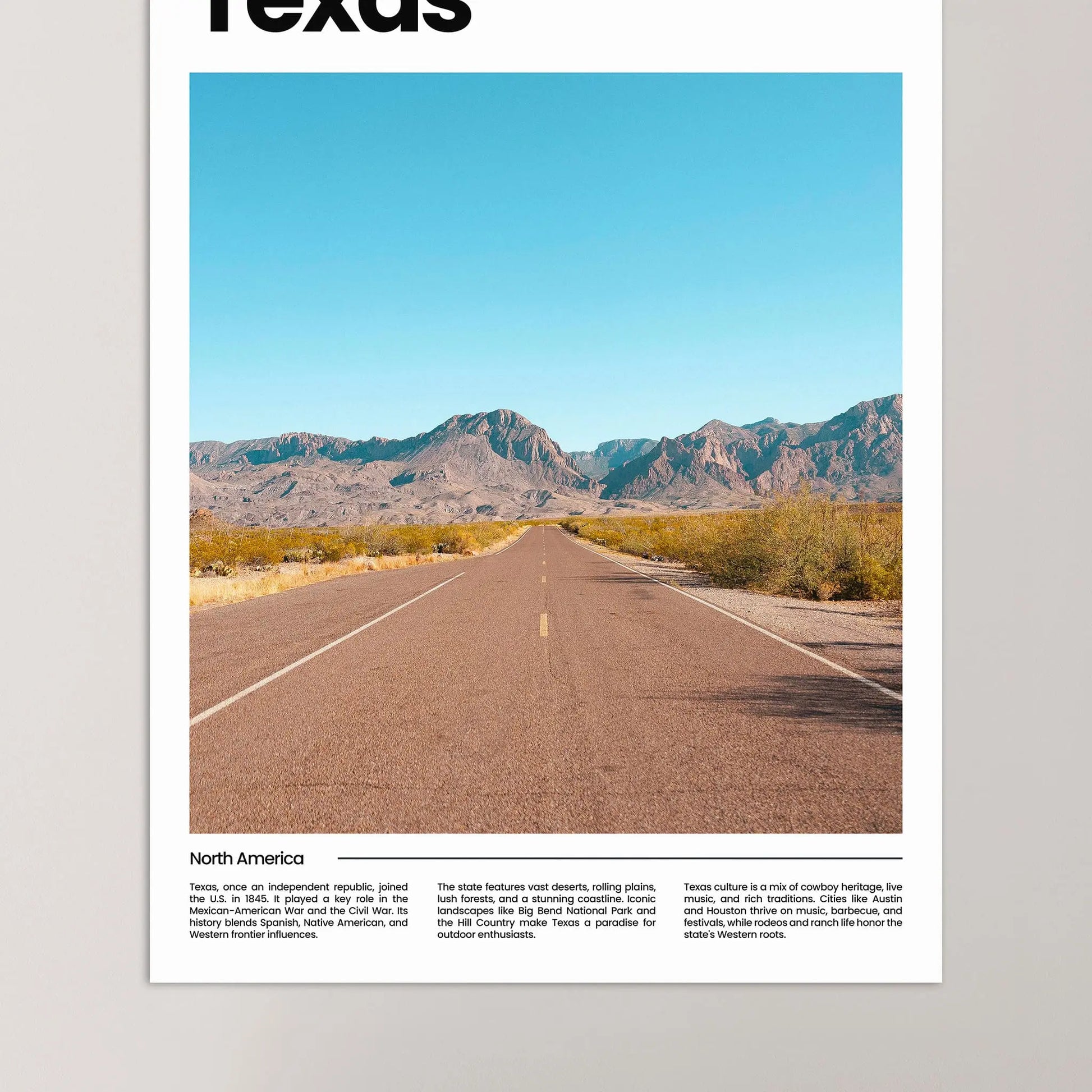 Texas Poster – Vintage Wall Art Print