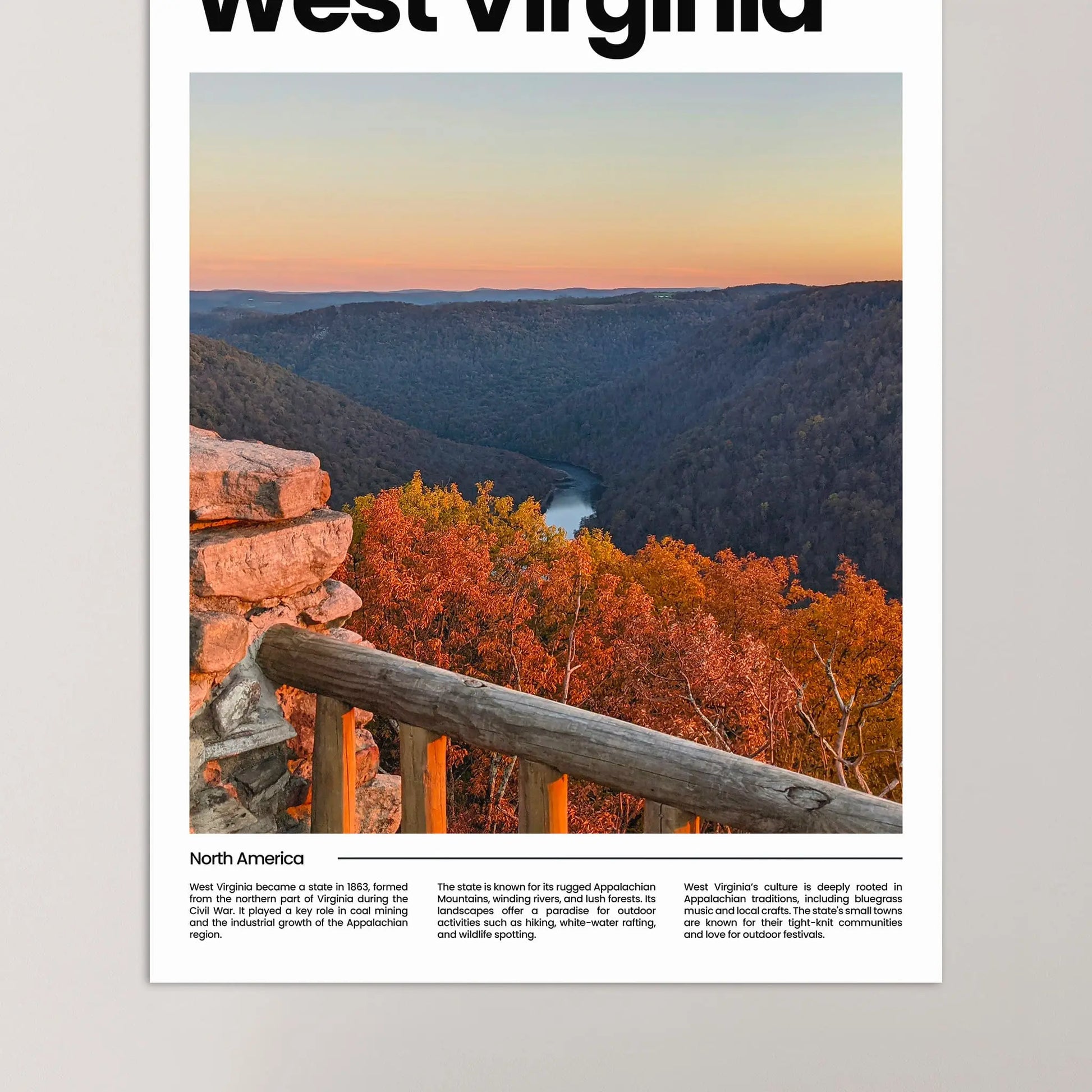 West Virginia Poster – Vintage Wall Art Print