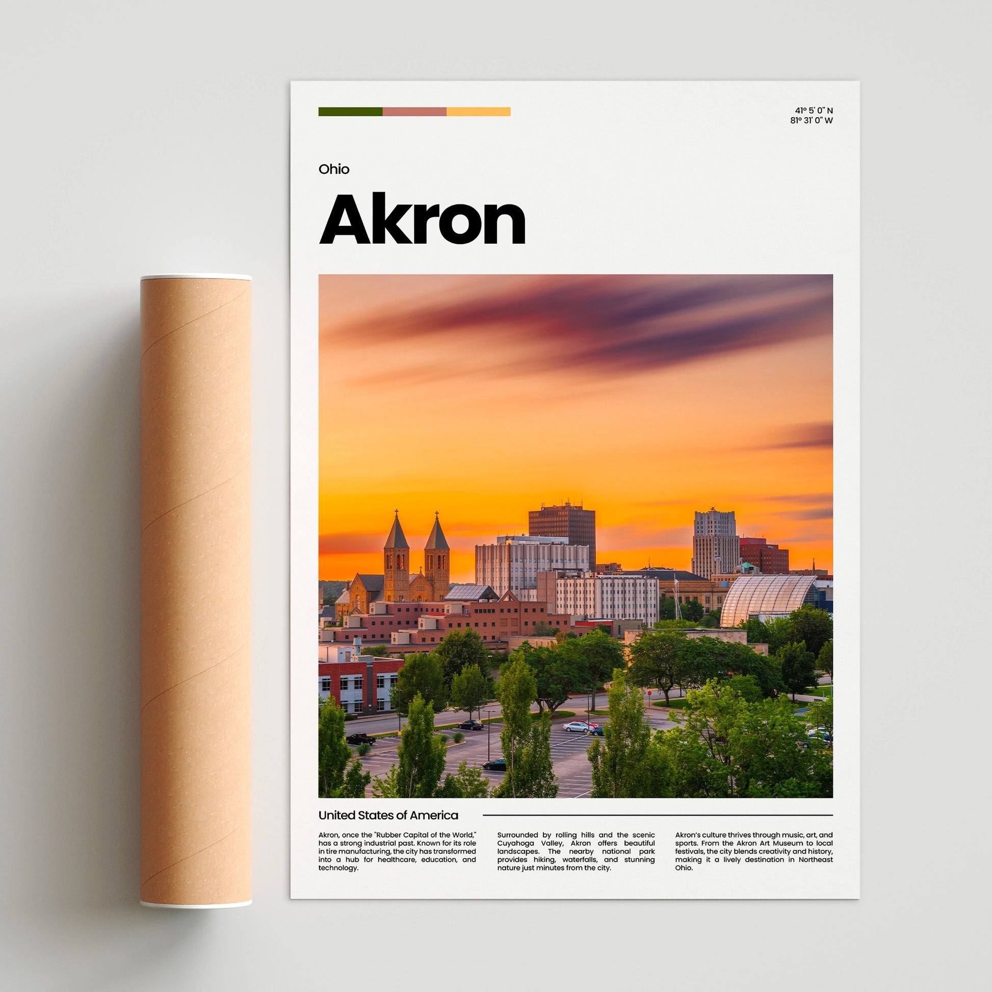 Akron Poster – Vintage Wall Art Print