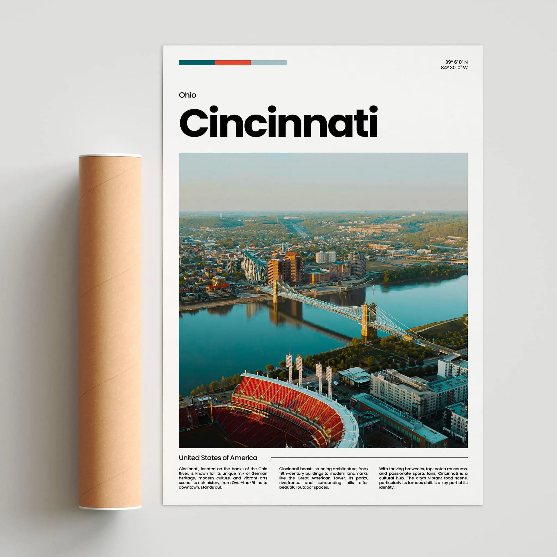 Cincinnati Poster – Vintage Wall Art Print