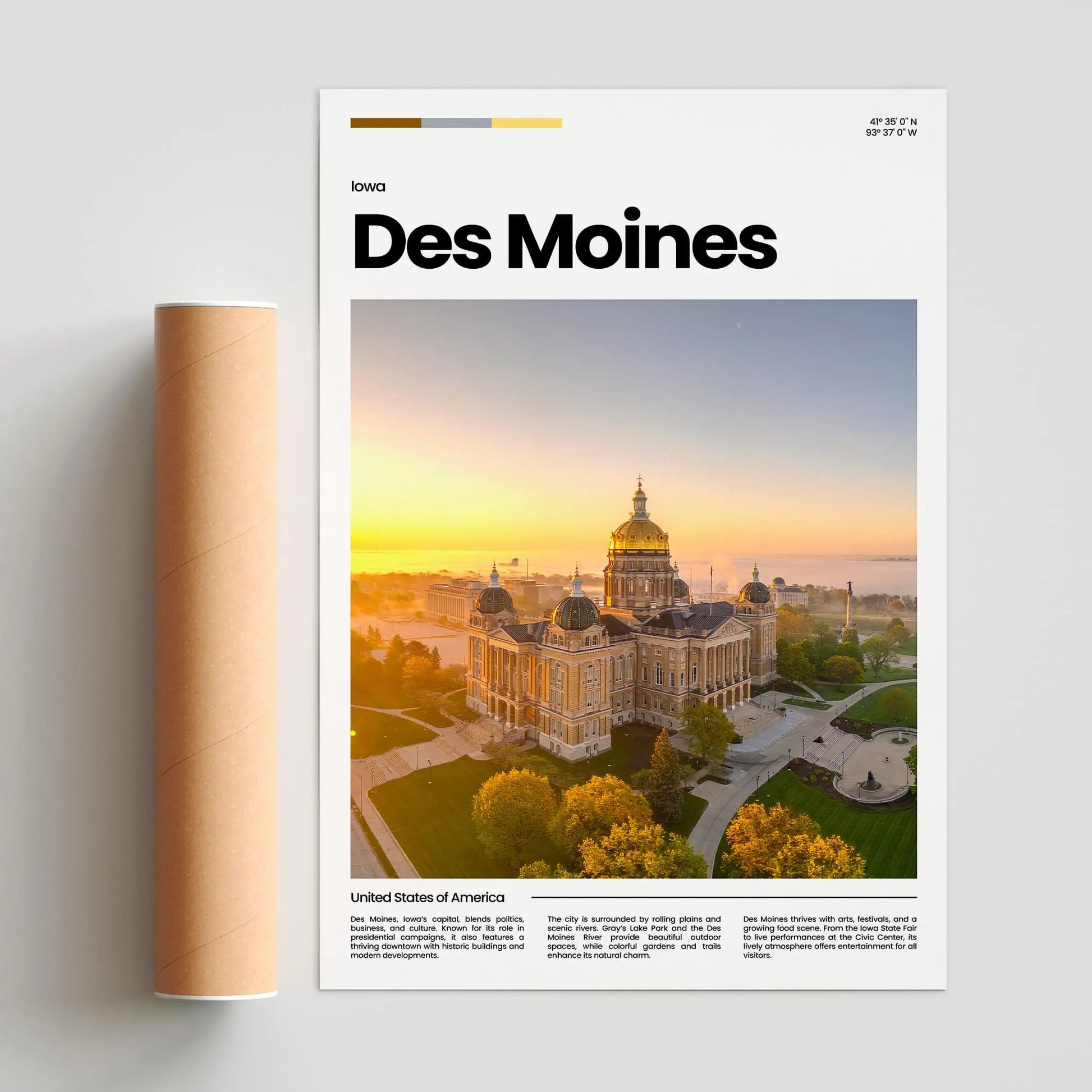 Des Moines Poster – Vintage Wall Art Print
