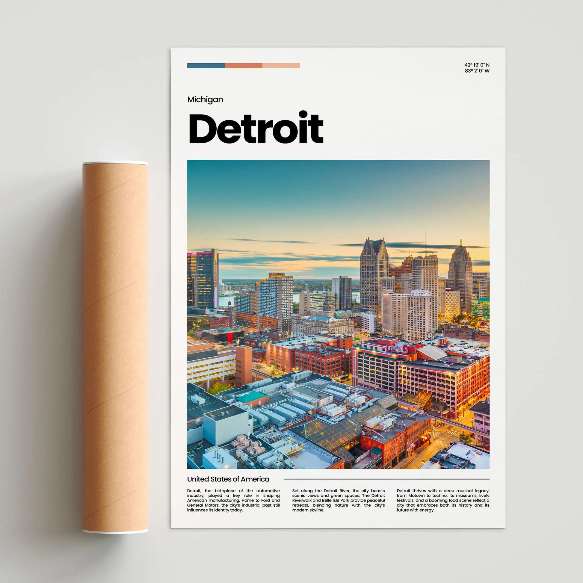 Detroit Poster – Vintage Wall Art Print