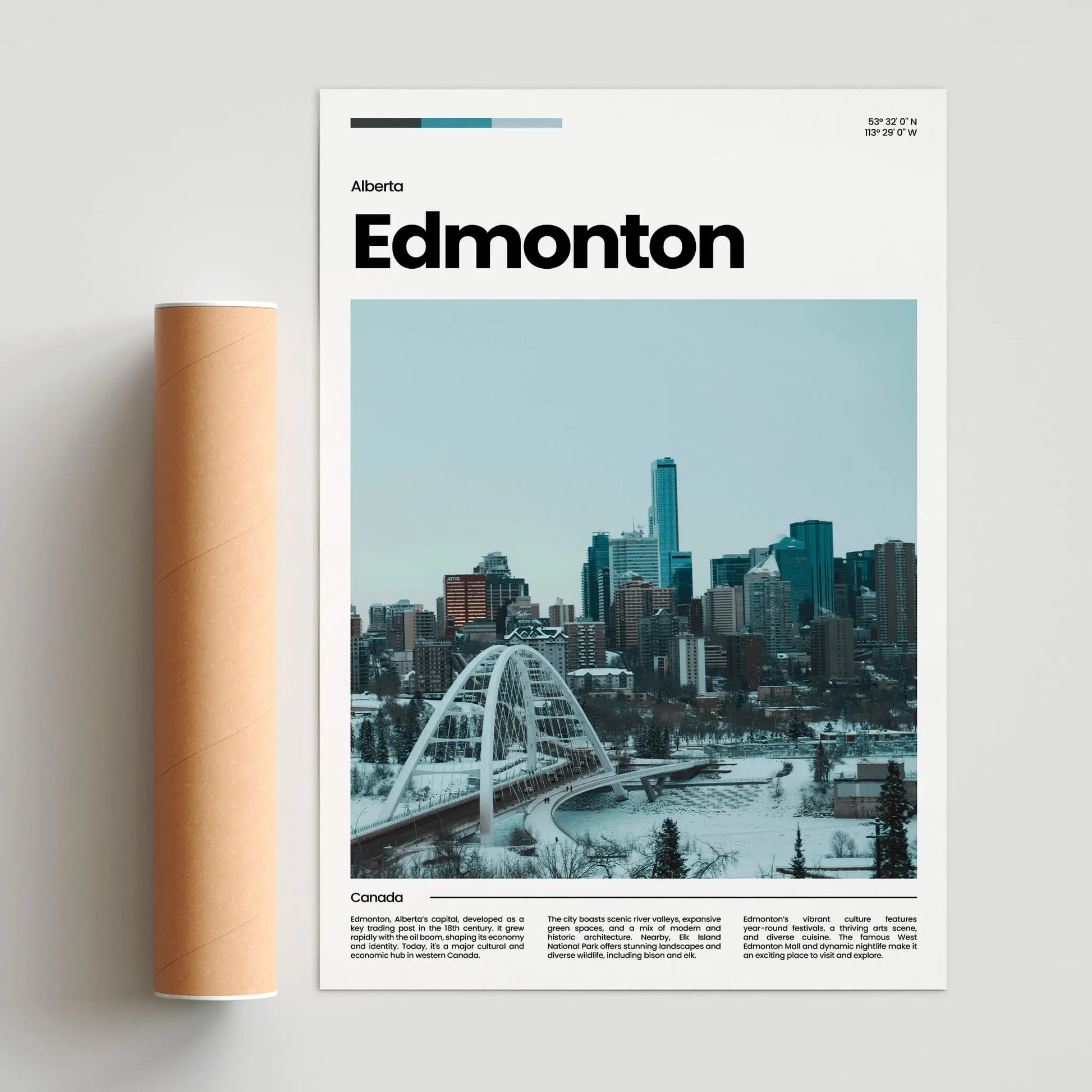 Edmonton Poster – Vintage Wall Art Print