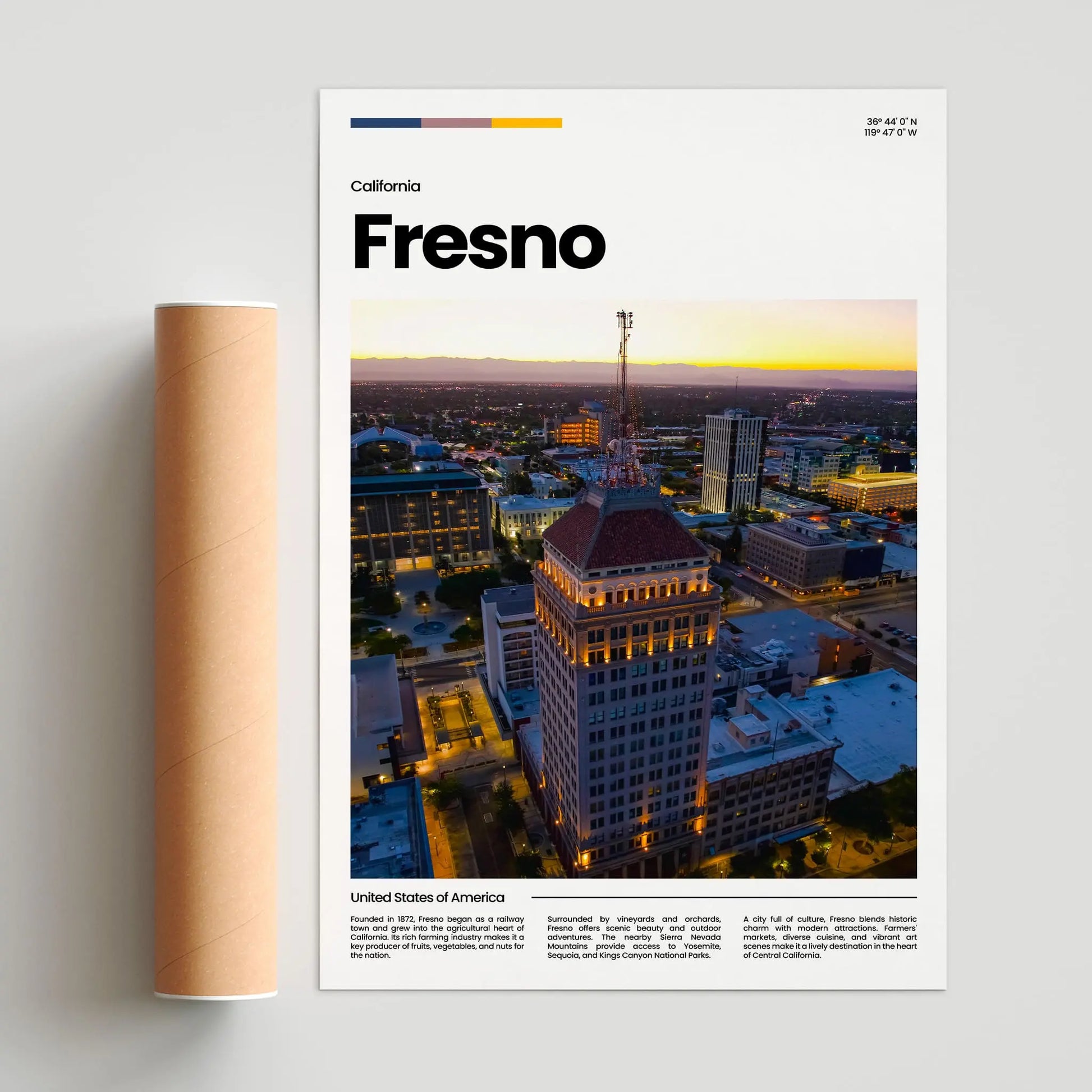 Fresno Poster – Vintage Wall Art Print