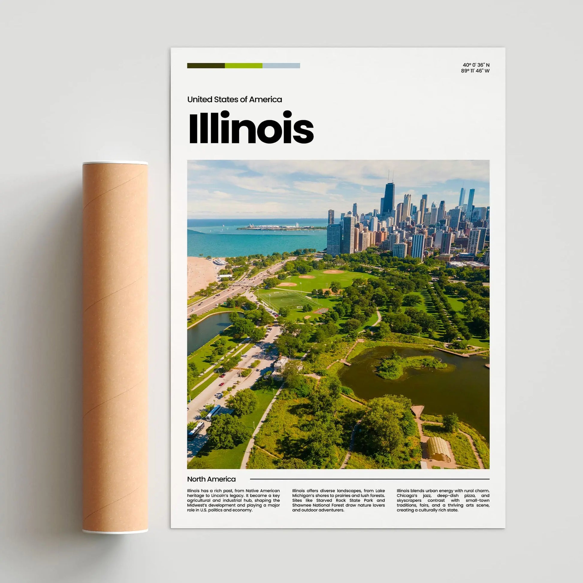 Illinois Poster – Vintage Wall Art Print