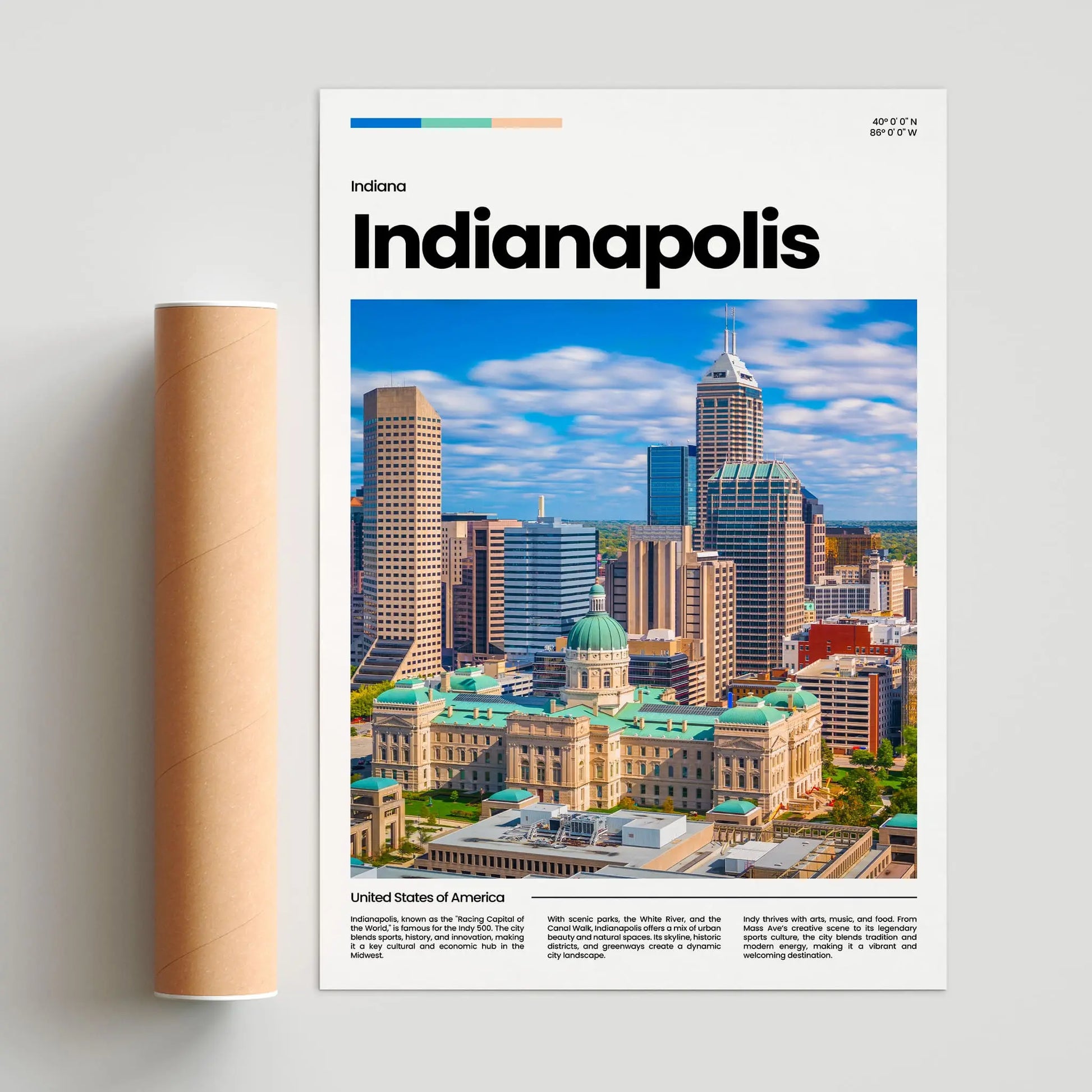 Indianapolis Poster – Vintage Wall Art Print