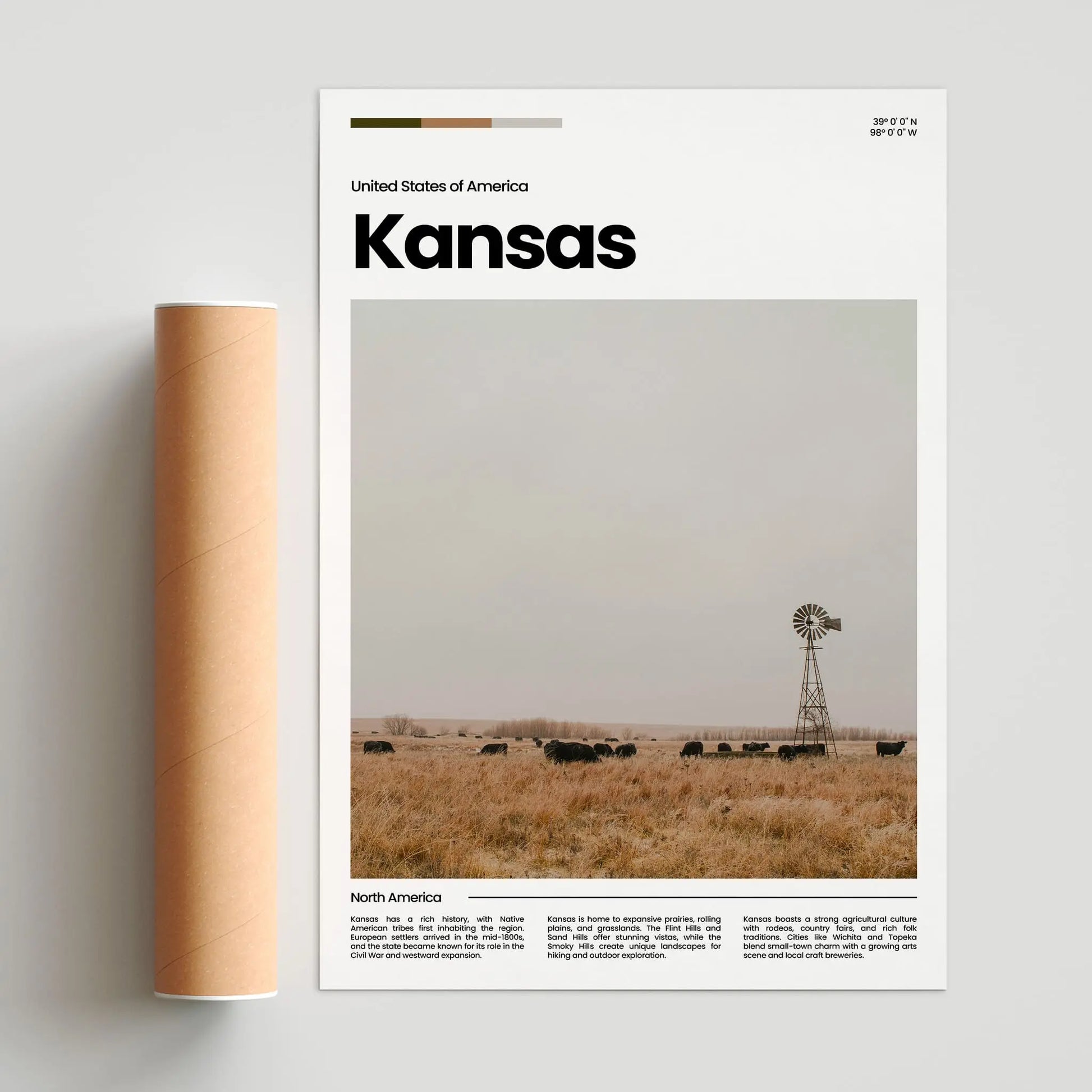 Kansas Poster – Vintage Wall Art Print