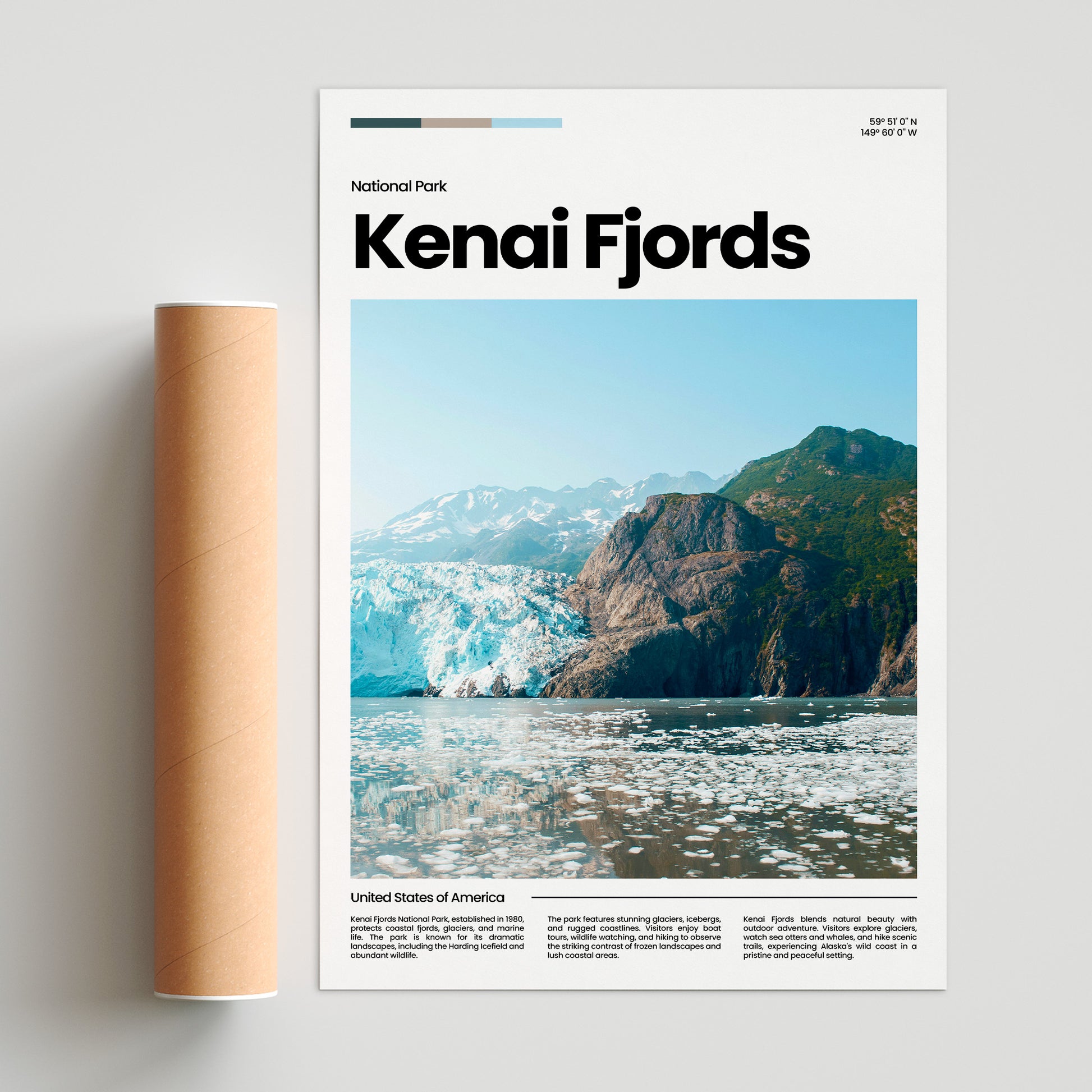 Kenai Fjords Poster – Vintage Wall Art Print