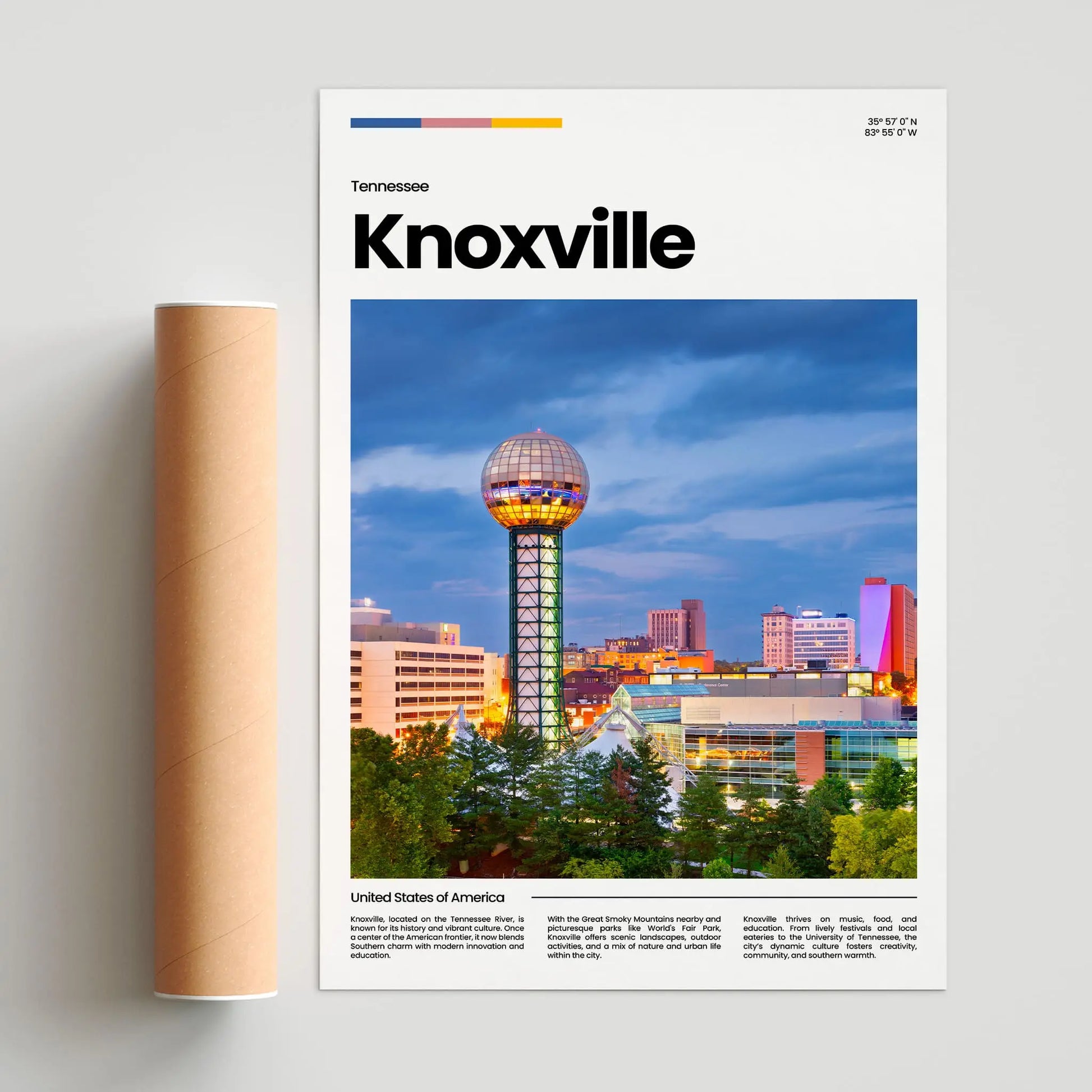 Knoxville Poster – Vintage Wall Art Print