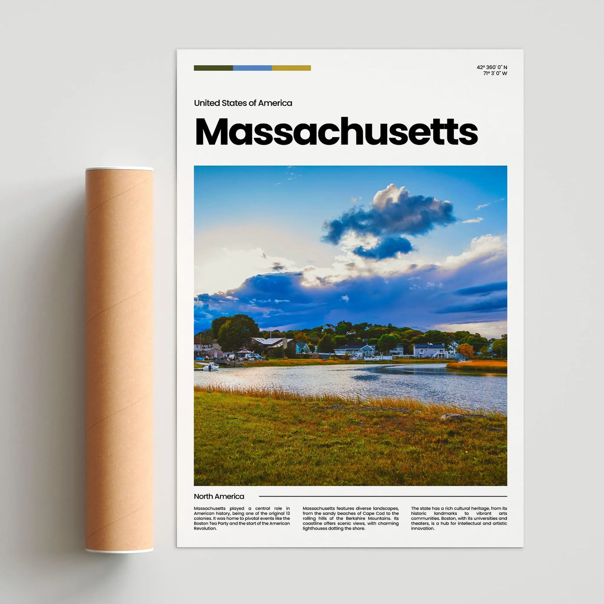 Massachusetts Poster – Vintage Wall Art Print